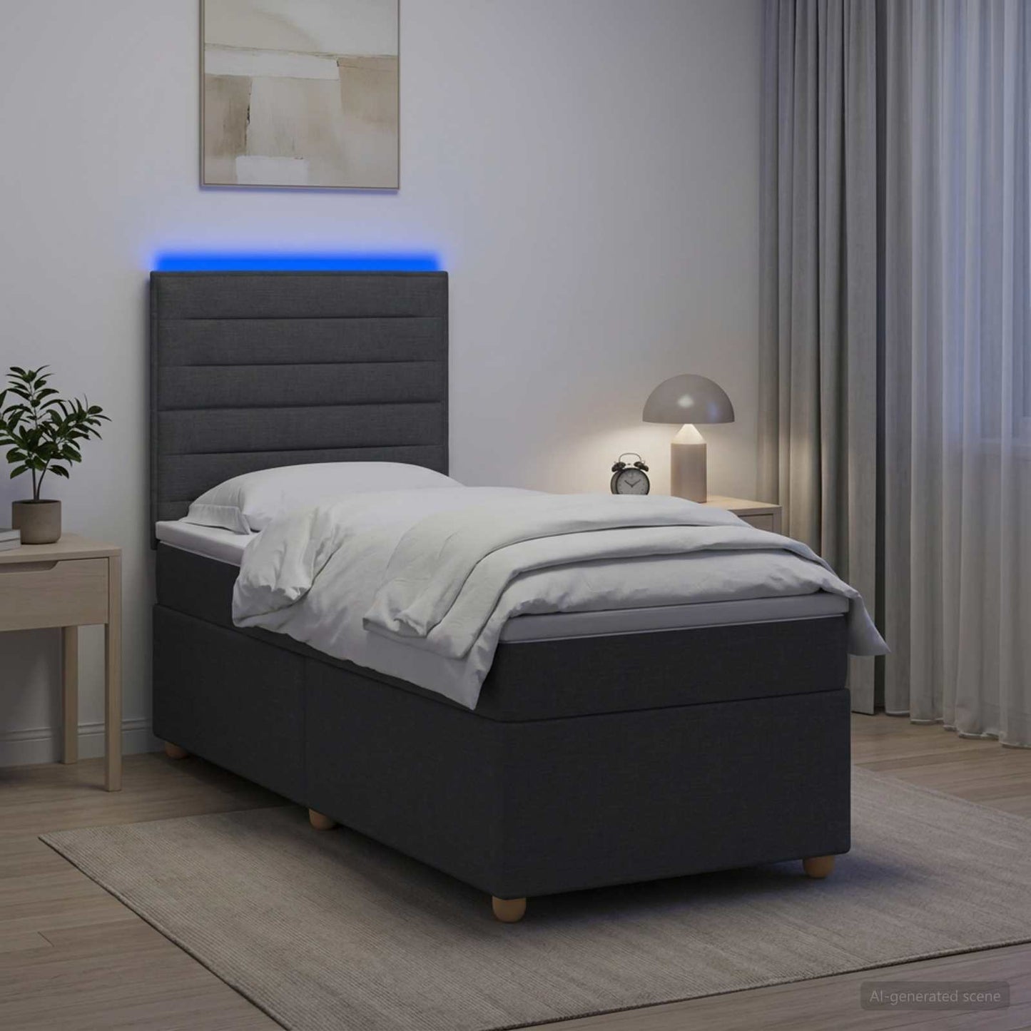 vidaXL Κρεβάτι box spring με στρώμα Σκούρο Γκρι 90 x 190 cm Ύφασμα
