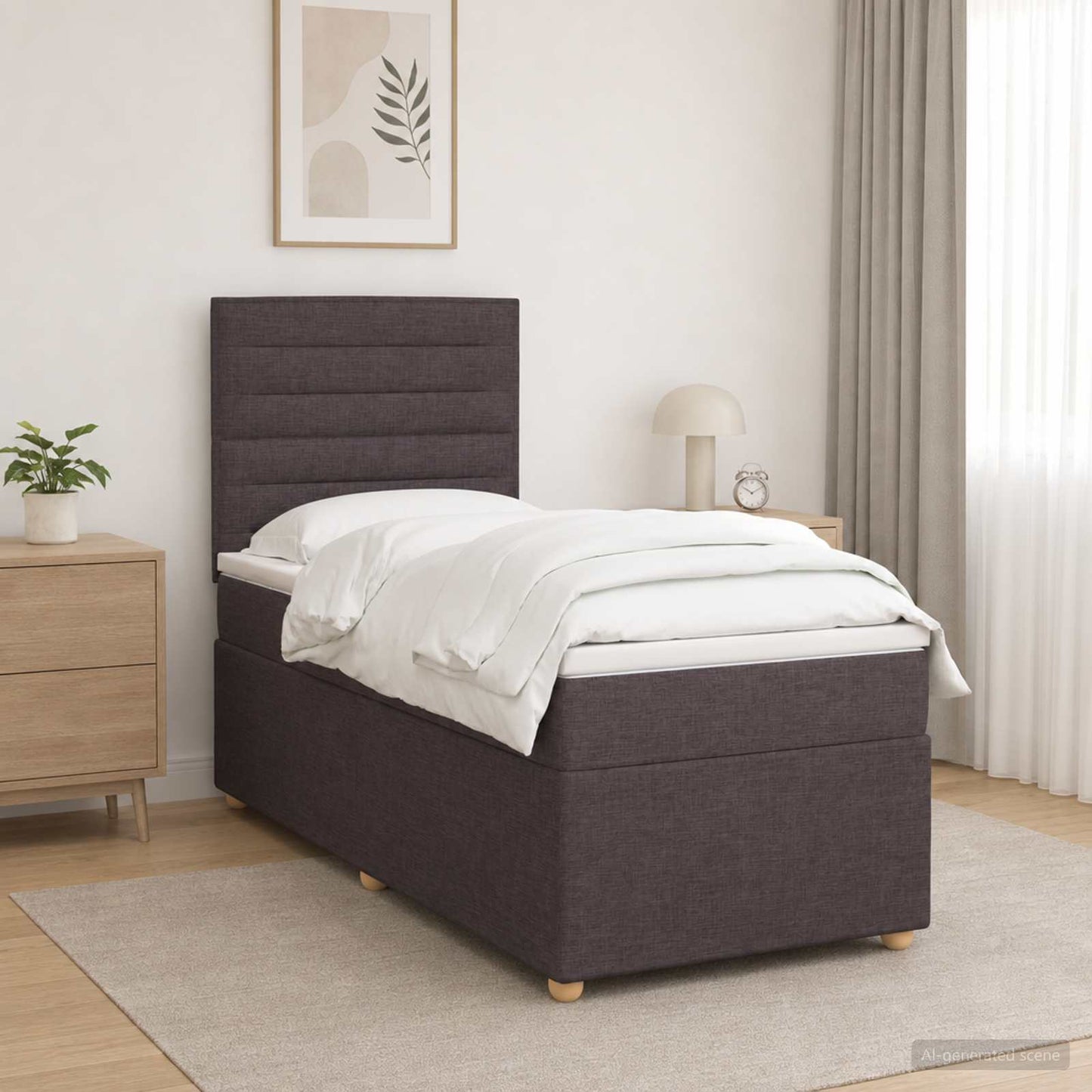 vidaXL Κρεβάτι box spring με στρώμα Σκούρο Καφέ 100 x 200 cm Ύφασμα