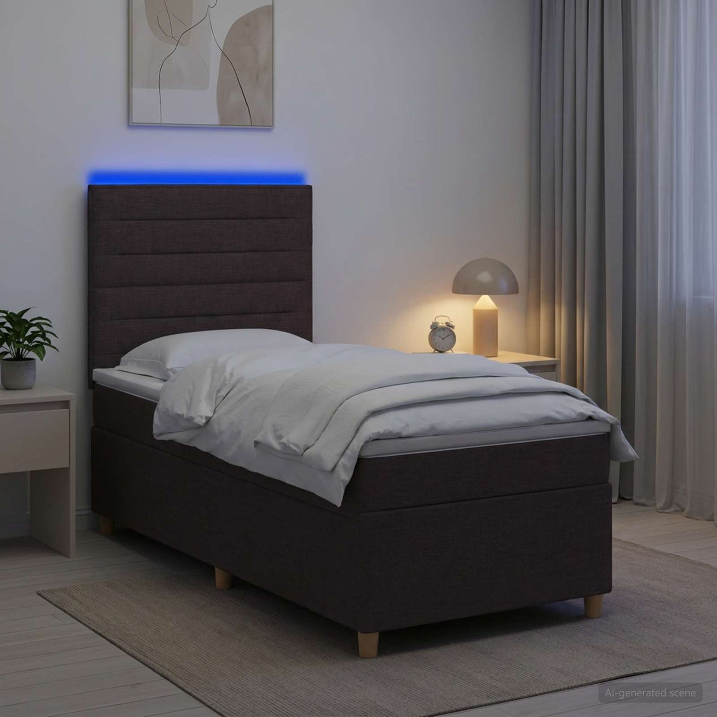 vidaXL Κρεβάτι box spring με στρώμα Σκούρο Καφέ 100 x 200 cm Ύφασμα
