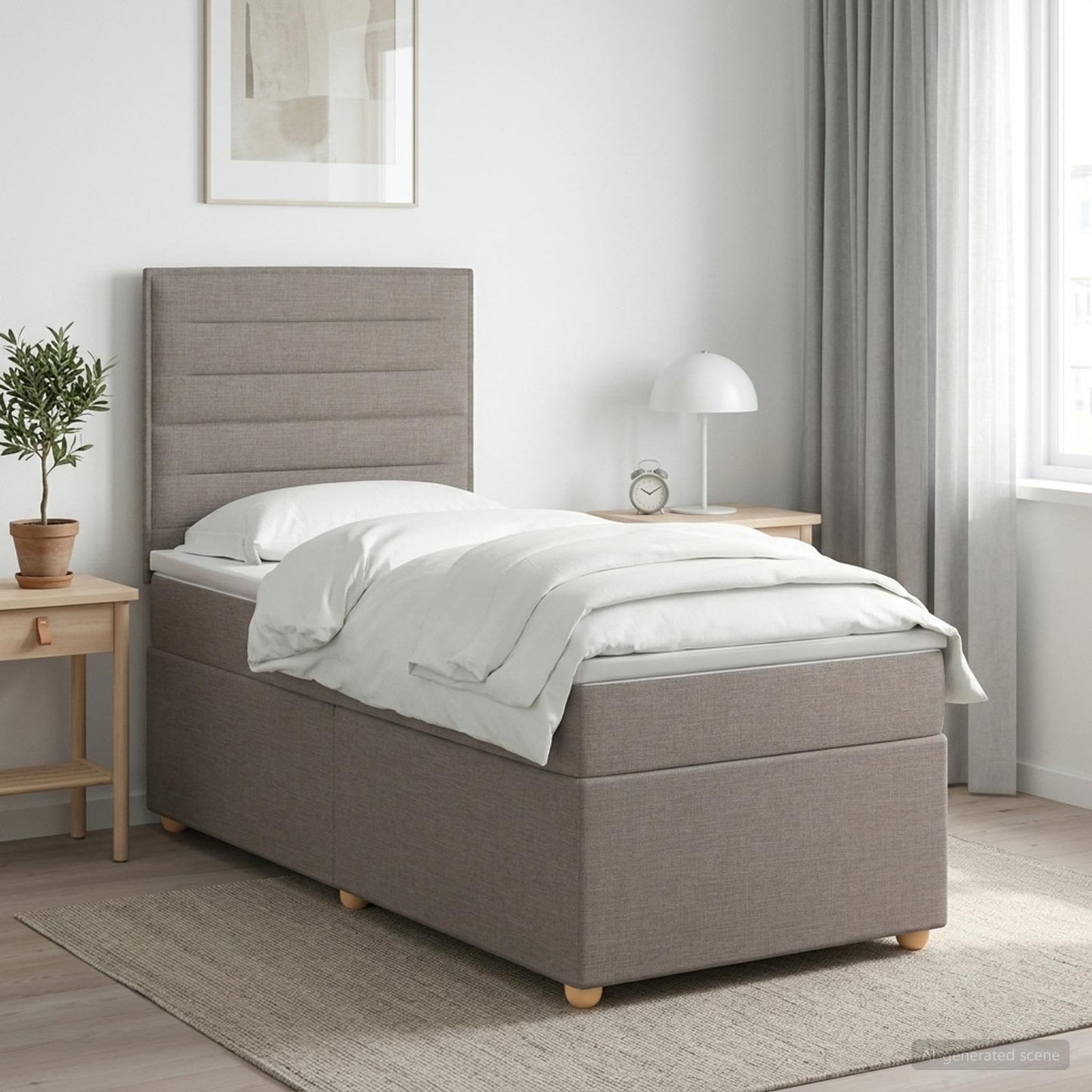 vidaXL Κρεβάτι box spring με στρώμα Taupe 100 x 200 cm Ύφασμα