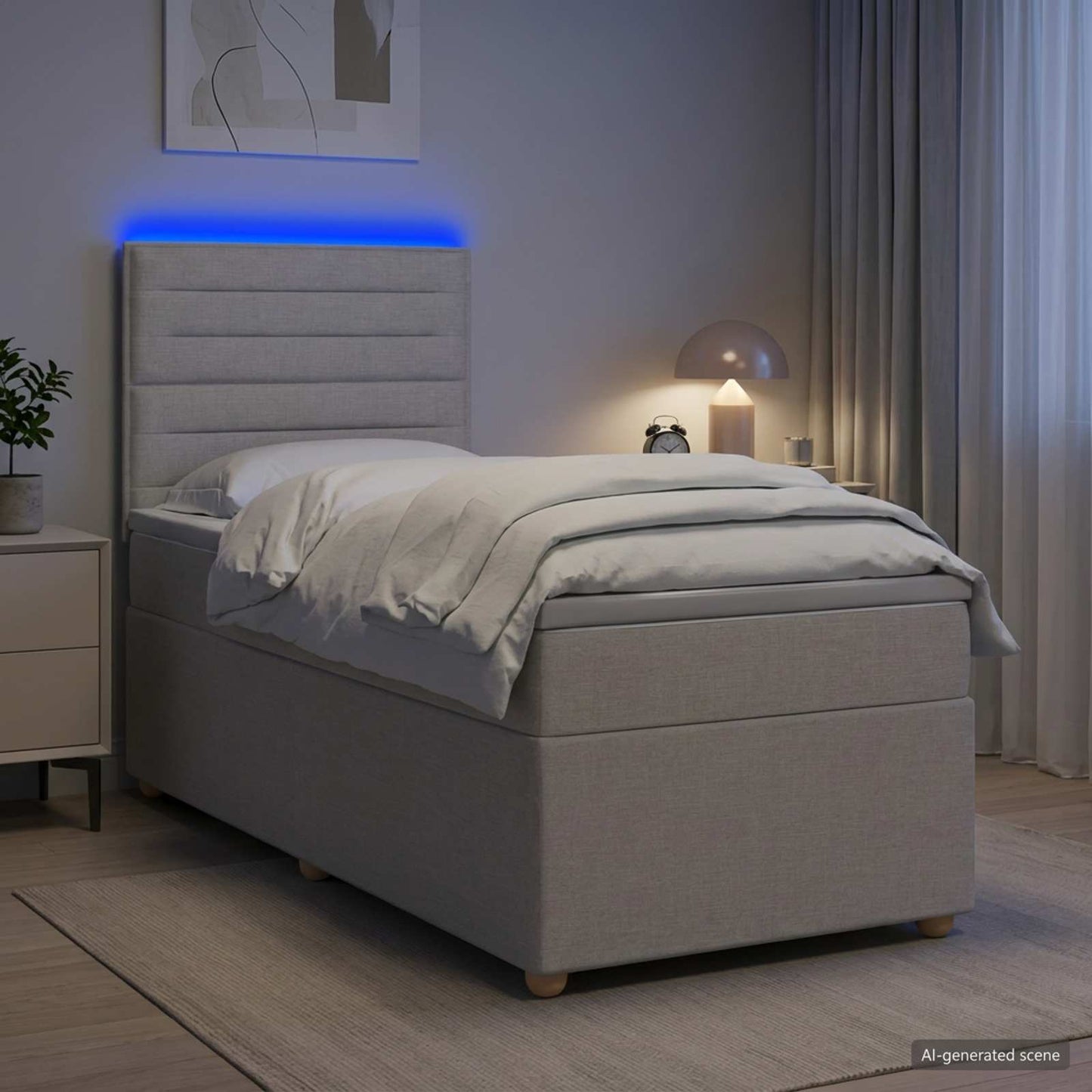 vidaXL Κρεβάτι box spring με στρώμα Taupe 100 x 200 cm Ύφασμα