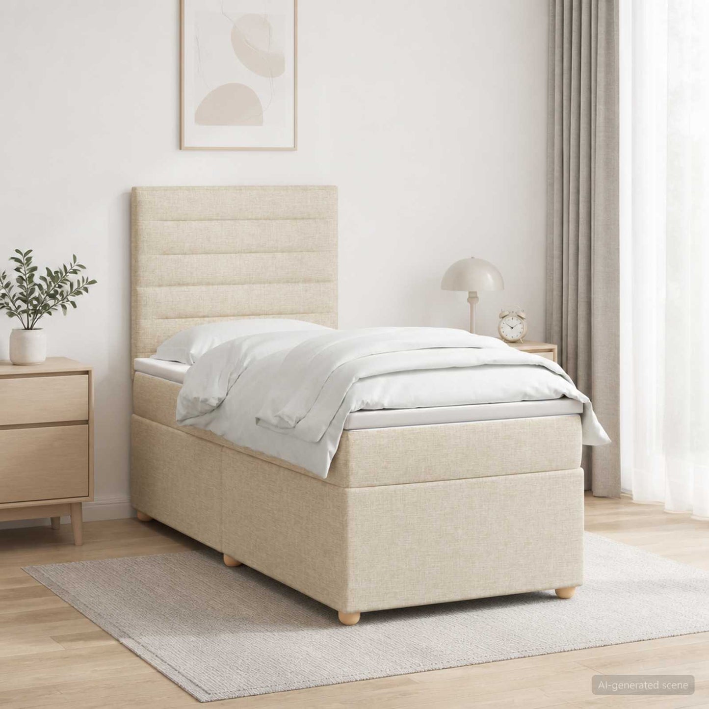 vidaXL Κρεβάτι box spring με στρώμα Κρεμ 80 x 200 cm Ύφασμα
