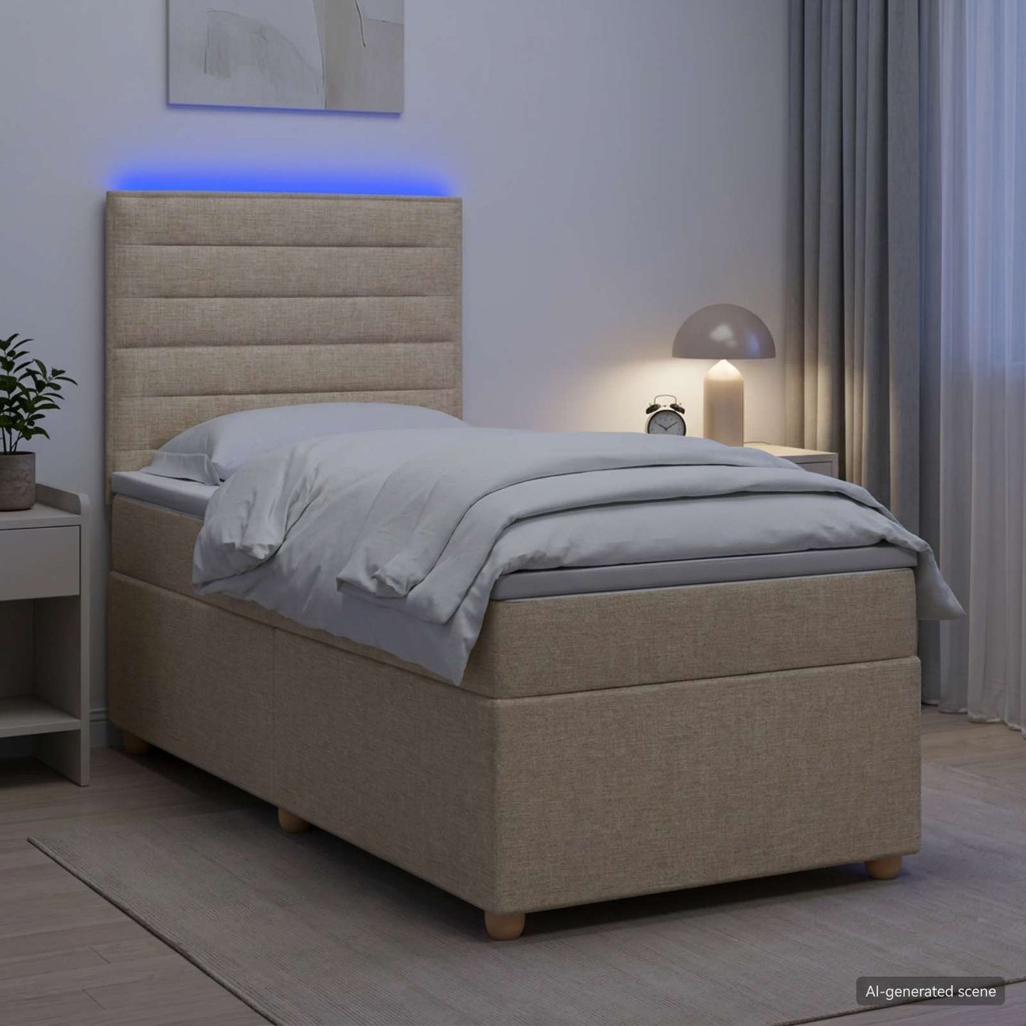 vidaXL Κρεβάτι box spring με στρώμα Κρεμ 100 x 200 cm Ύφασμα