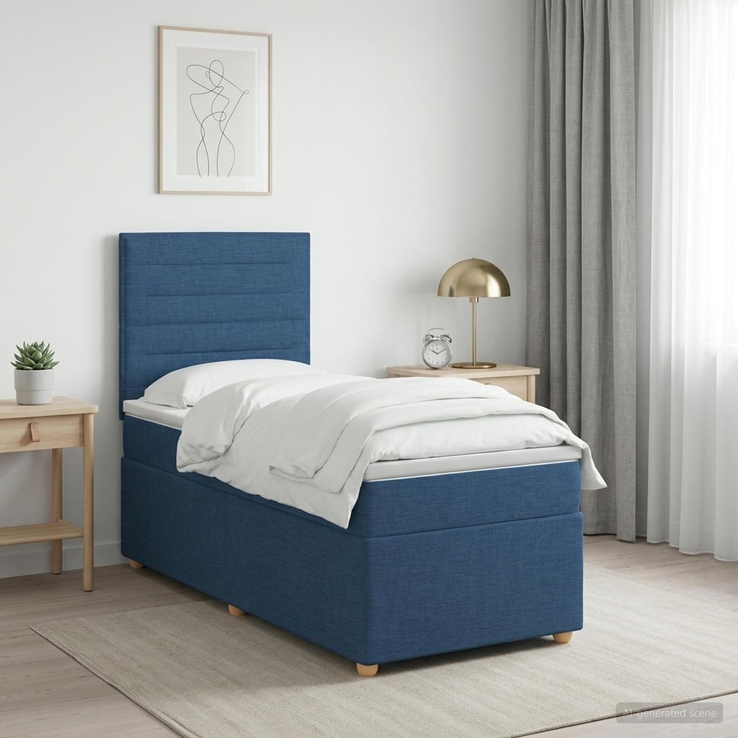 vidaXL Κρεβάτι box spring με στρώμα Μπλε 80 x 200 cm Ύφασμα