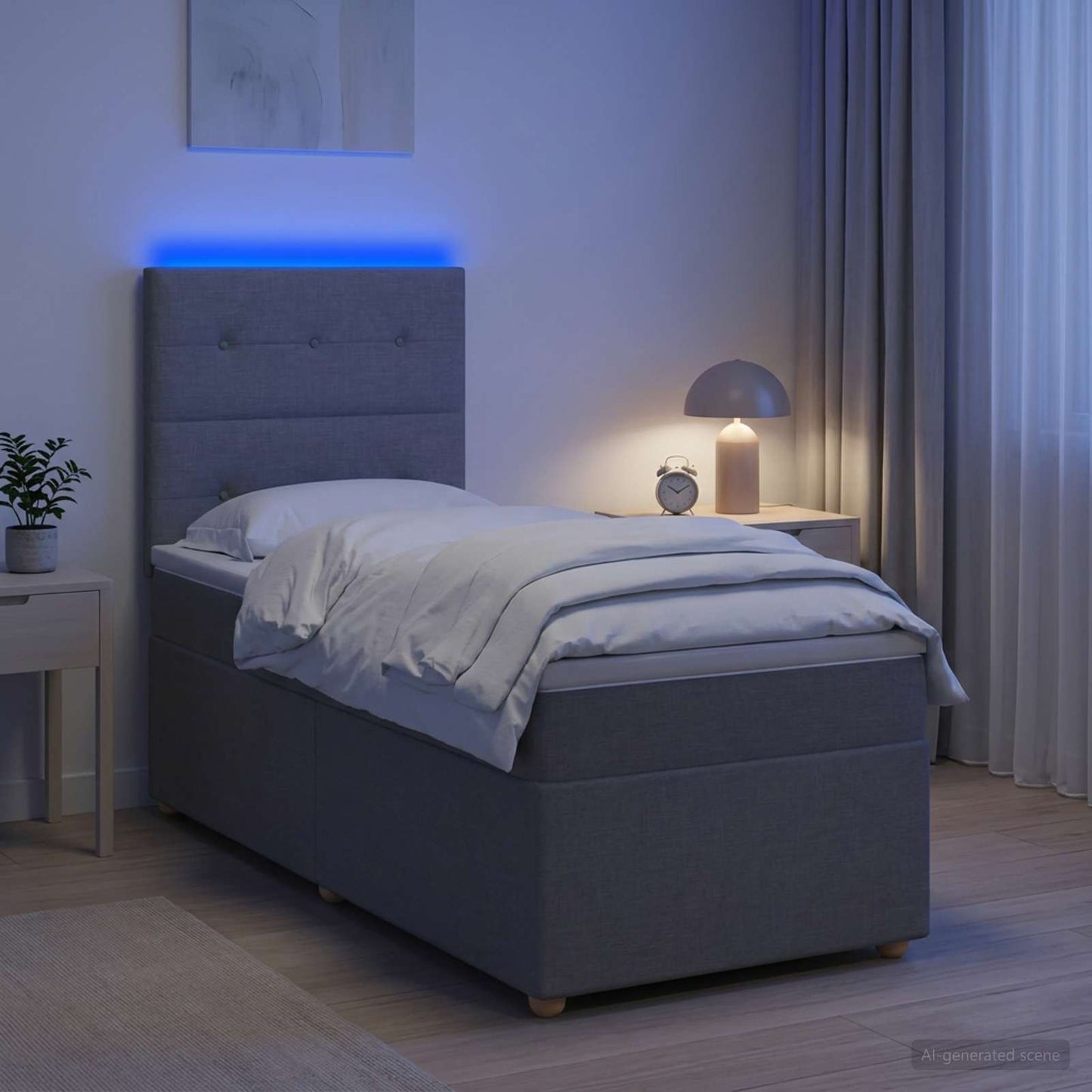 vidaXL Κρεβάτι box spring με στρώμα Ανοιχτό γκρι 90 x 190 cm Ύφασμα