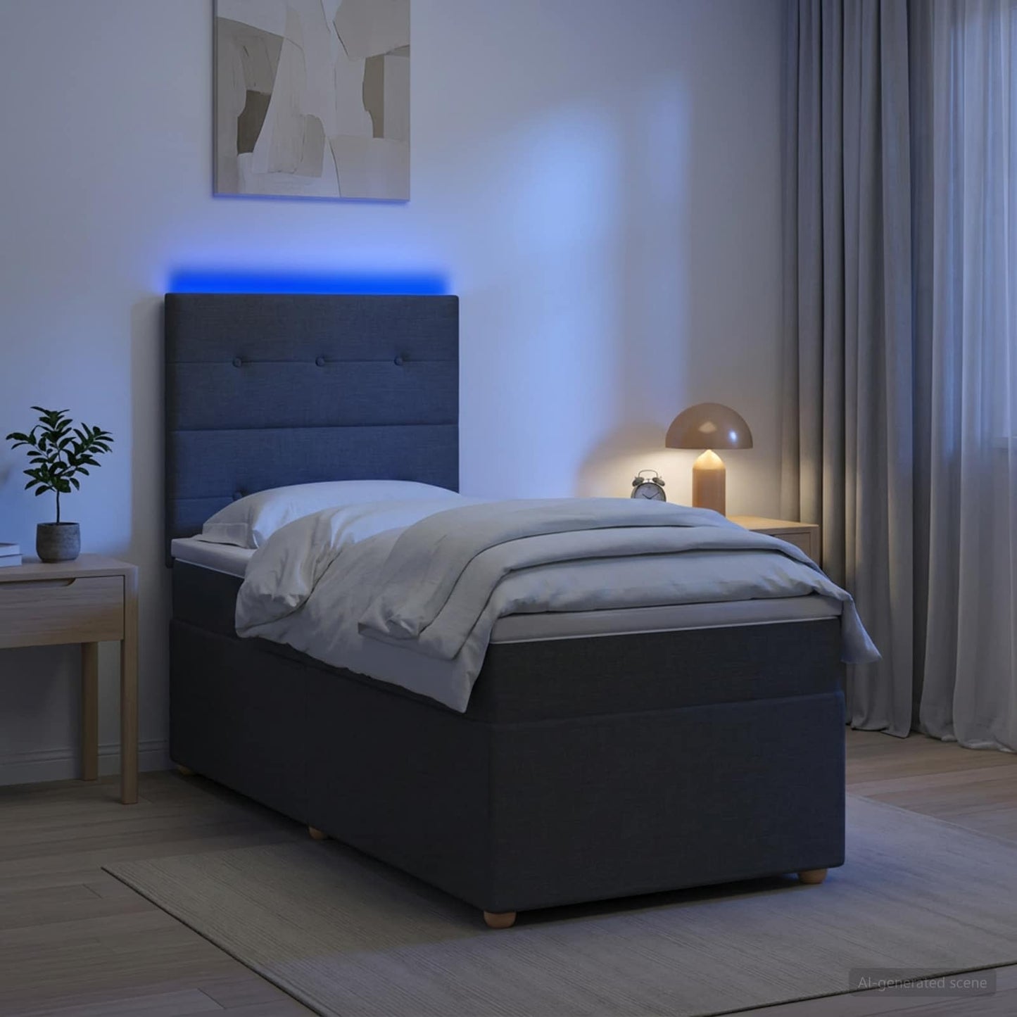 vidaXL Κρεβάτι box spring με στρώμα Σκούρο Γκρι 100 x 200 cm Ύφασμα