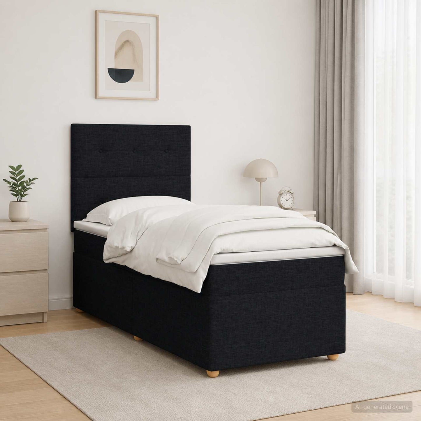 vidaXL Κρεβάτι box spring με στρώμα Μαύρο 100 x 200 cm Ύφασμα
