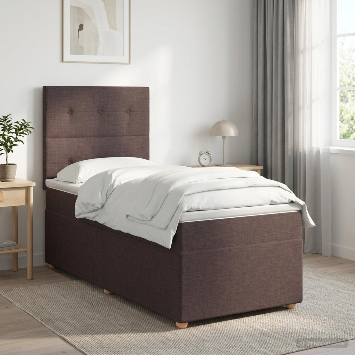 vidaXL Κρεβάτι box spring με στρώμα Σκούρο Καφέ 100 x 200 cm Ύφασμα