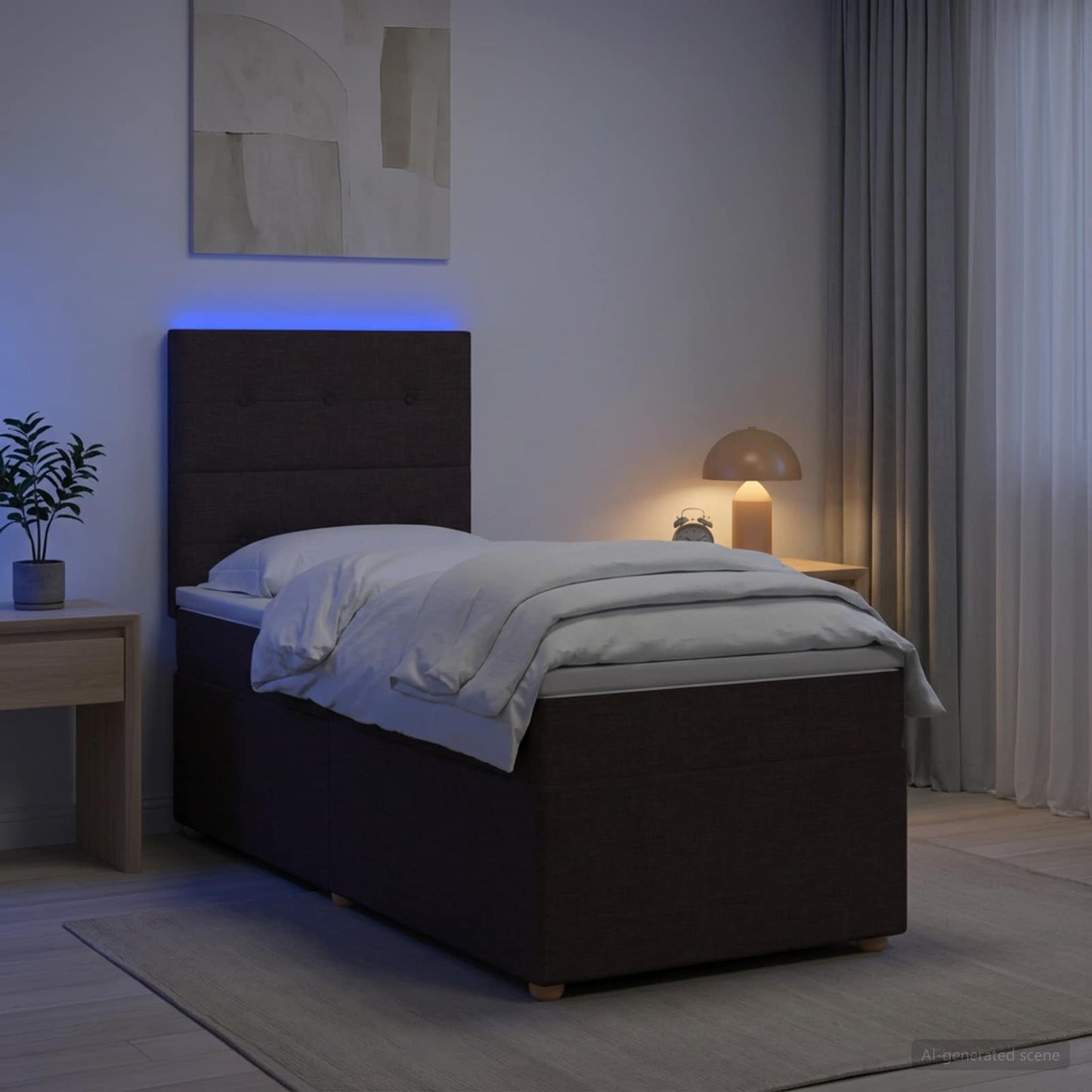 vidaXL Κρεβάτι box spring με στρώμα Σκούρο Καφέ 100 x 200 cm Ύφασμα