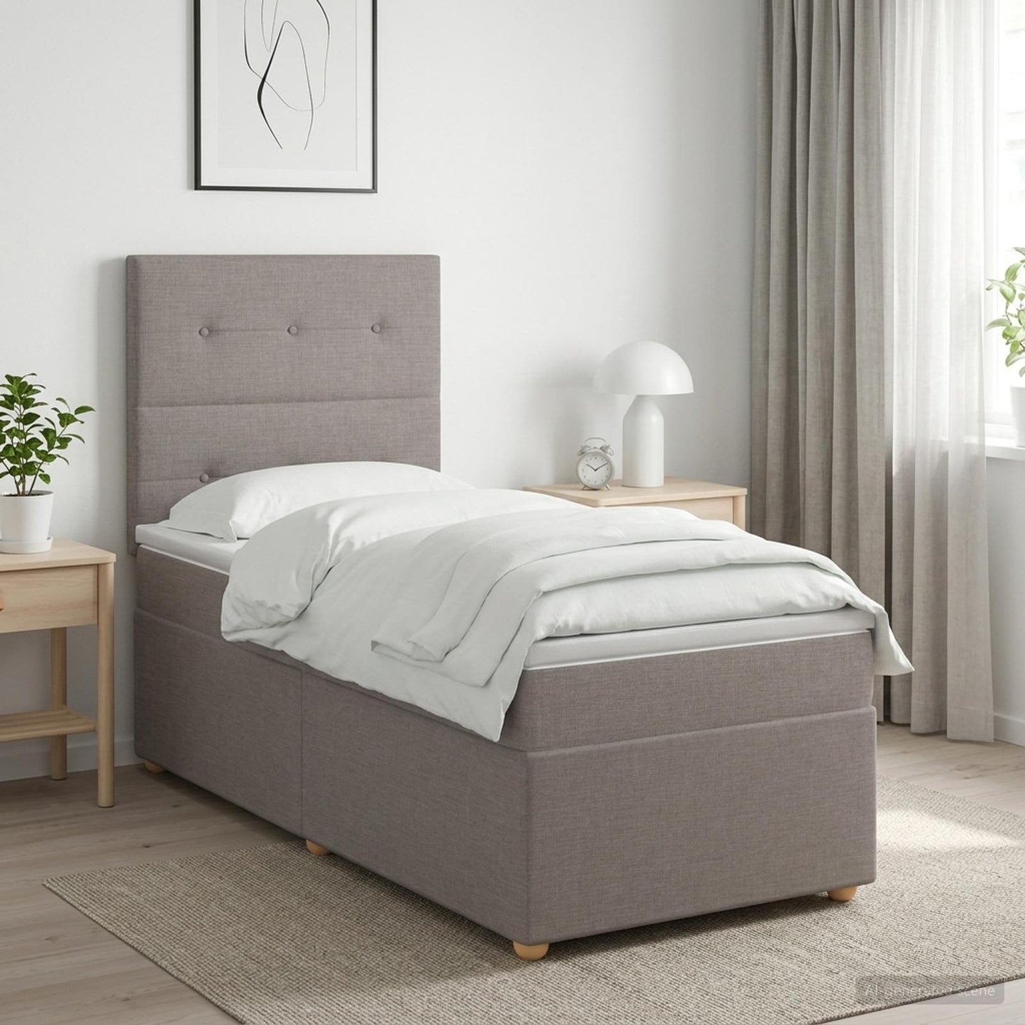 vidaXL Κρεβάτι box spring με στρώμα Taupe 90 x 200 cm Ύφασμα