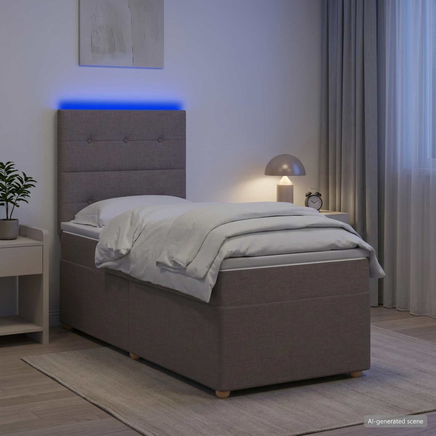 vidaXL Κρεβάτι box spring με στρώμα Taupe 90 x 200 cm Ύφασμα