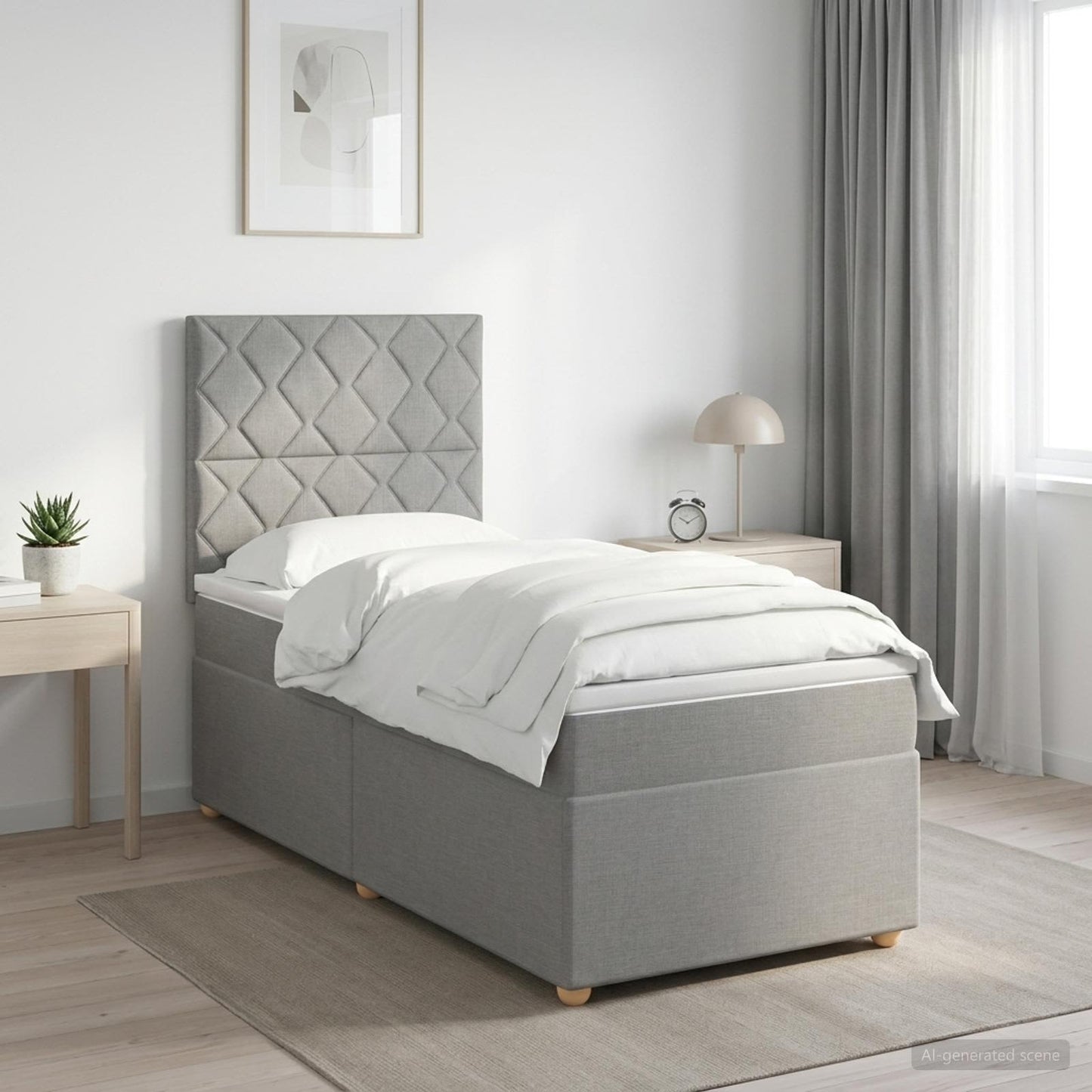 vidaXL Κρεβάτι box spring με στρώμα Ανοιχτό γκρι 90 x 200 cm Ύφασμα