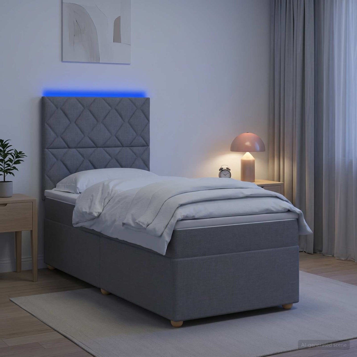 vidaXL Κρεβάτι box spring με στρώμα Ανοιχτό γκρι 90 x 200 cm Ύφασμα