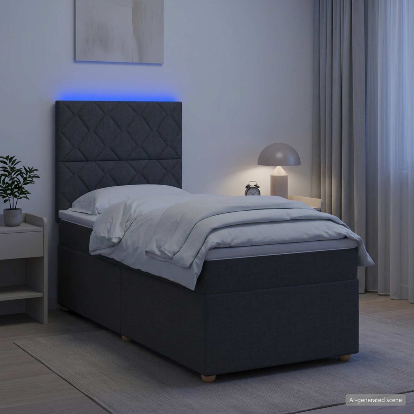 vidaXL Κρεβάτι box spring με στρώμα Σκούρο Γκρι 100 x 200 cm Ύφασμα