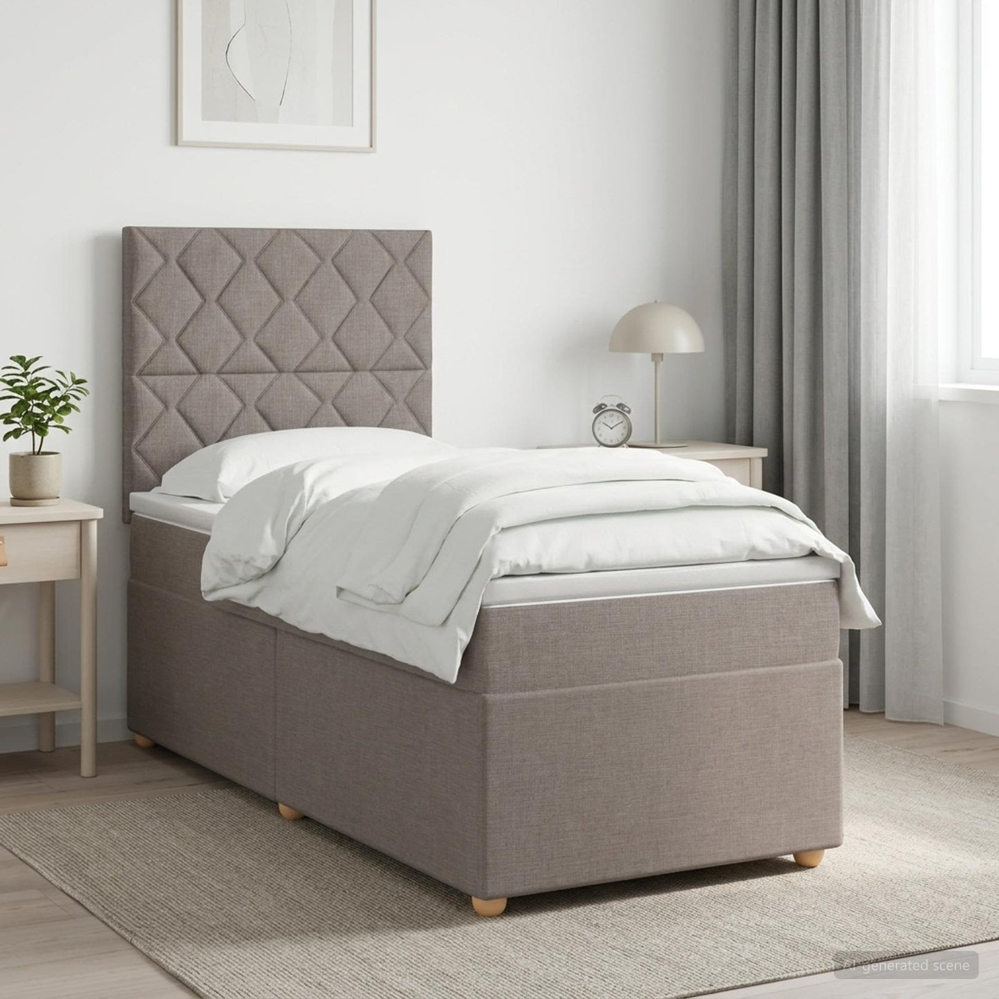 vidaXL Κρεβάτι box spring με στρώμα Taupe 100 x 200 cm Ύφασμα