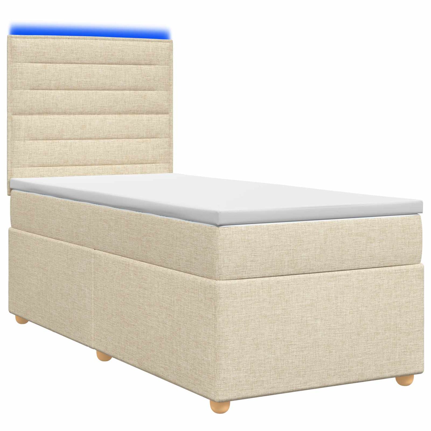 vidaXL Κρεβάτι box spring με στρώμα Κρεμ 90 x 190 cm Ύφασμα