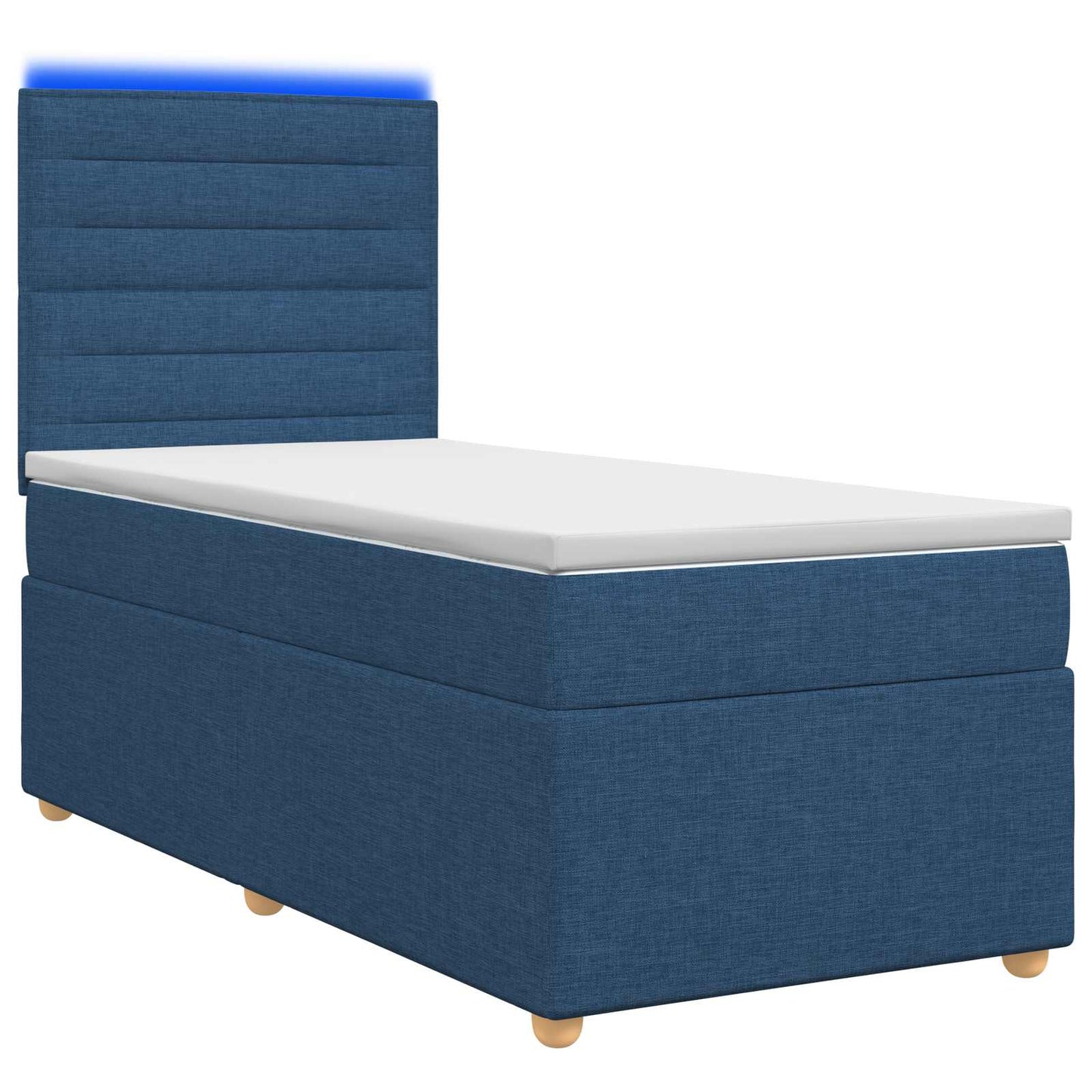 vidaXL Κρεβάτι box spring με στρώμα Μπλε 90 x 190 cm Ύφασμα