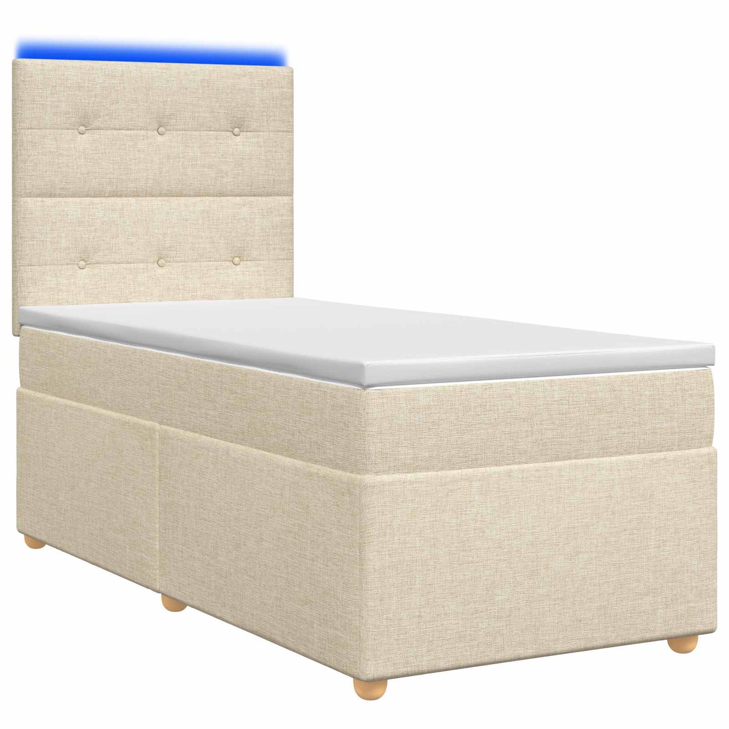 vidaXL Κρεβάτι box spring με στρώμα Κρεμ 90 x 190 cm Ύφασμα