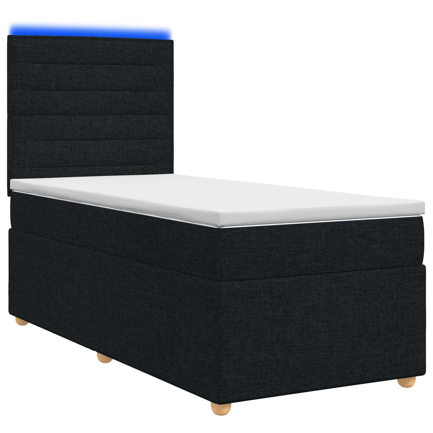 vidaXL Κρεβάτι box spring με στρώμα Μαύρο 90 x 200 cm Ύφασμα