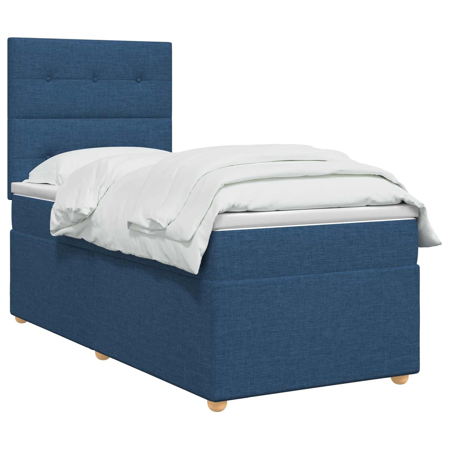 vidaXL Κρεβάτι box spring με στρώμα Μπλε 90 x 200 cm Ύφασμα