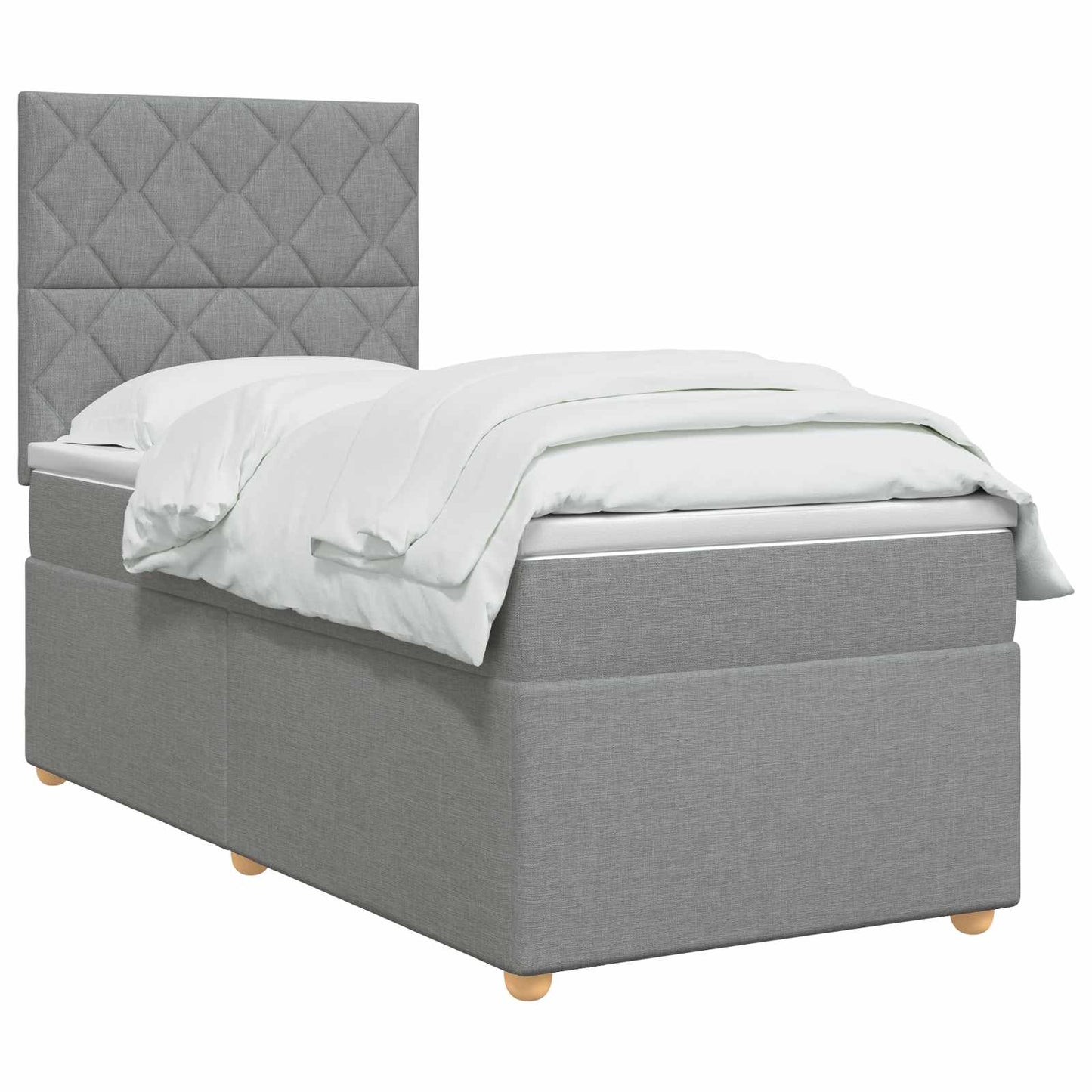 vidaXL Κρεβάτι box spring με στρώμα Ανοιχτό γκρι 90 x 200 cm Ύφασμα