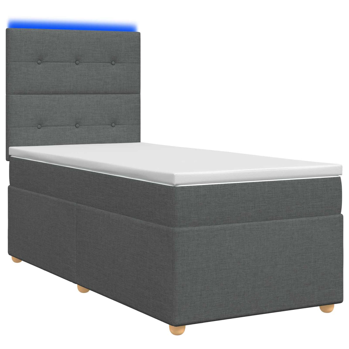 vidaXL Κρεβάτι box spring με στρώμα Σκούρο Γκρι 100 x 200 cm Ύφασμα