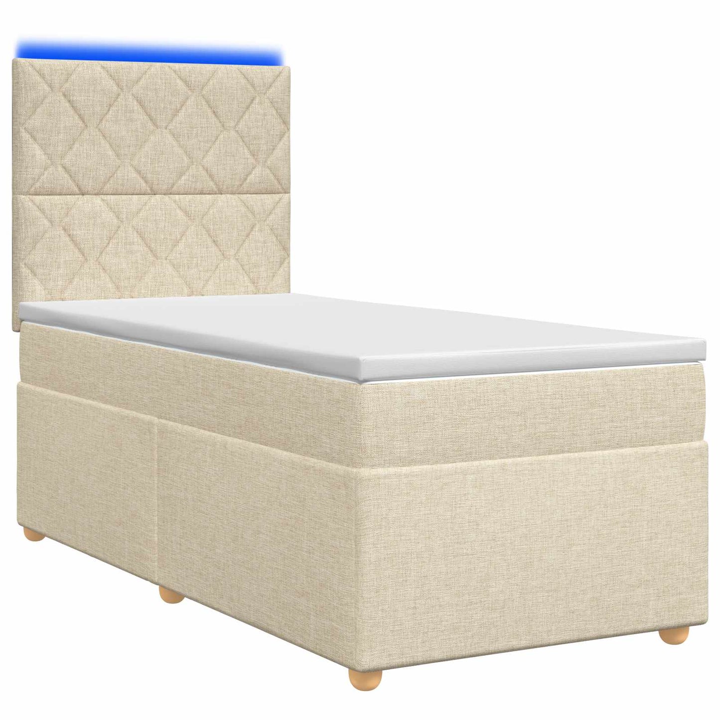vidaXL Κρεβάτι box spring με στρώμα Κρεμ 100 x 200 cm Ύφασμα