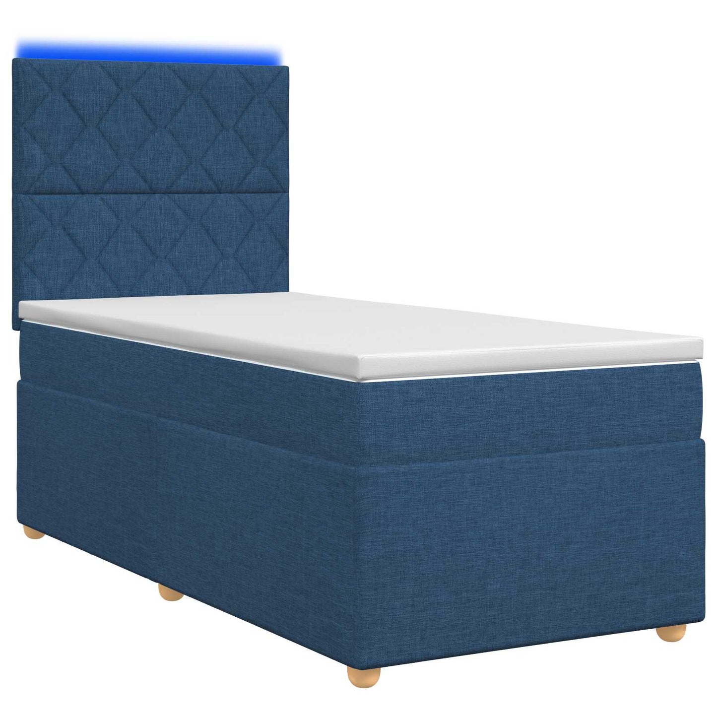 vidaXL Κρεβάτι box spring με στρώμα Μπλε 100 x 200 cm Ύφασμα