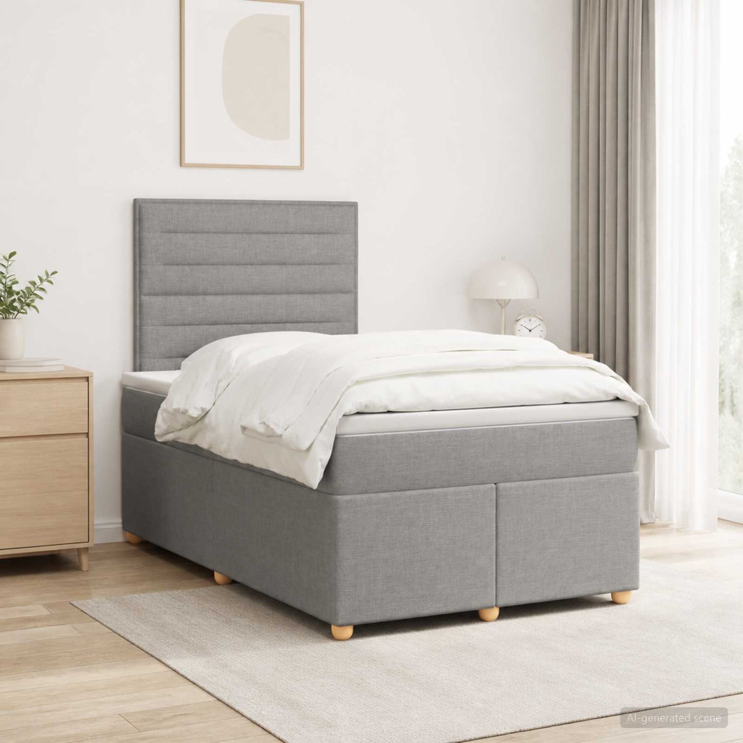vidaXL Κρεβάτι box spring με στρώμα Ανοιχτό γκρι 120 x 200 cm Ύφασμα