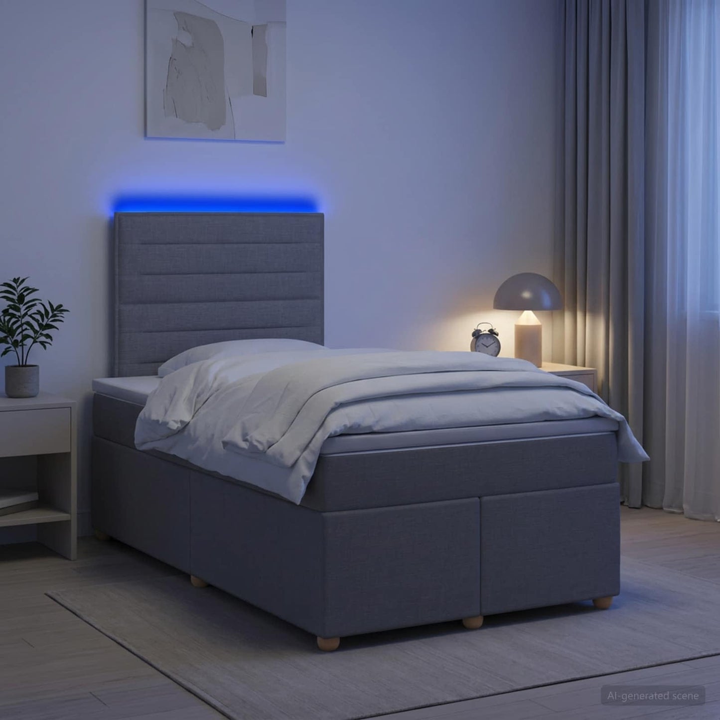 vidaXL Κρεβάτι box spring με στρώμα Ανοιχτό γκρι 120 x 200 cm Ύφασμα