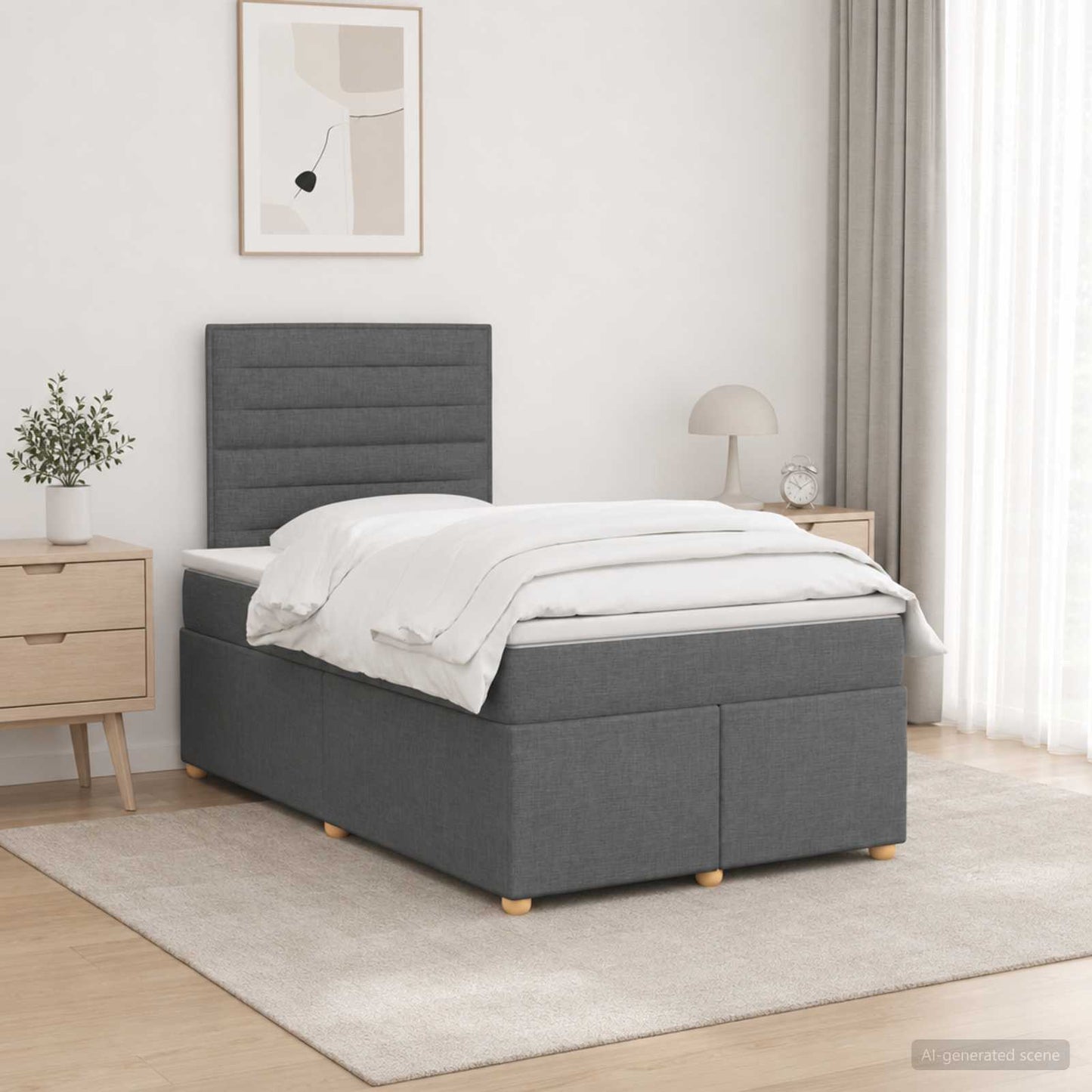 vidaXL Κρεβάτι box spring με στρώμα Σκούρο Γκρι 120 x 200 cm Ύφασμα