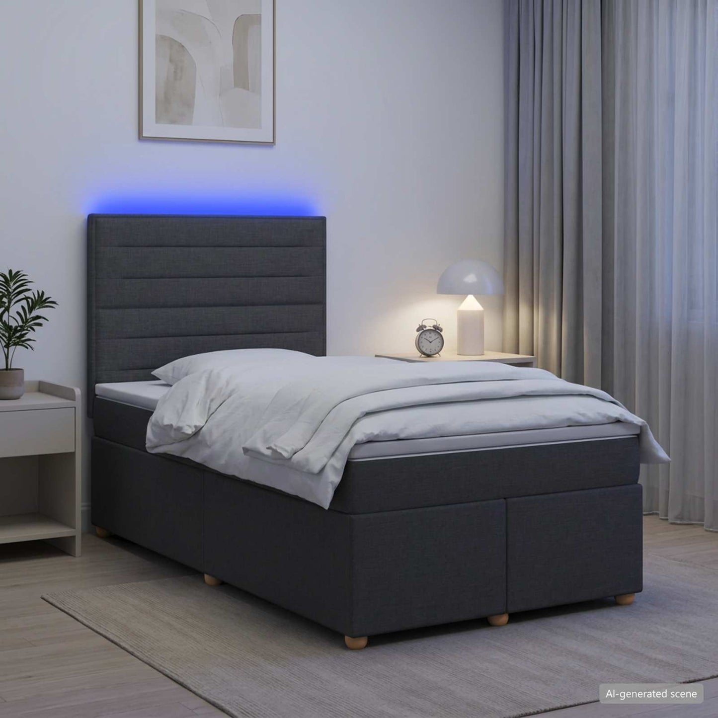 vidaXL Κρεβάτι box spring με στρώμα Σκούρο Γκρι 120 x 200 cm Ύφασμα