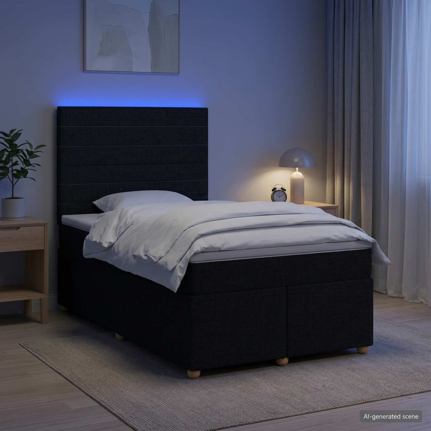vidaXL Κρεβάτι box spring με στρώμα Μαύρο 120 x 200 cm Ύφασμα