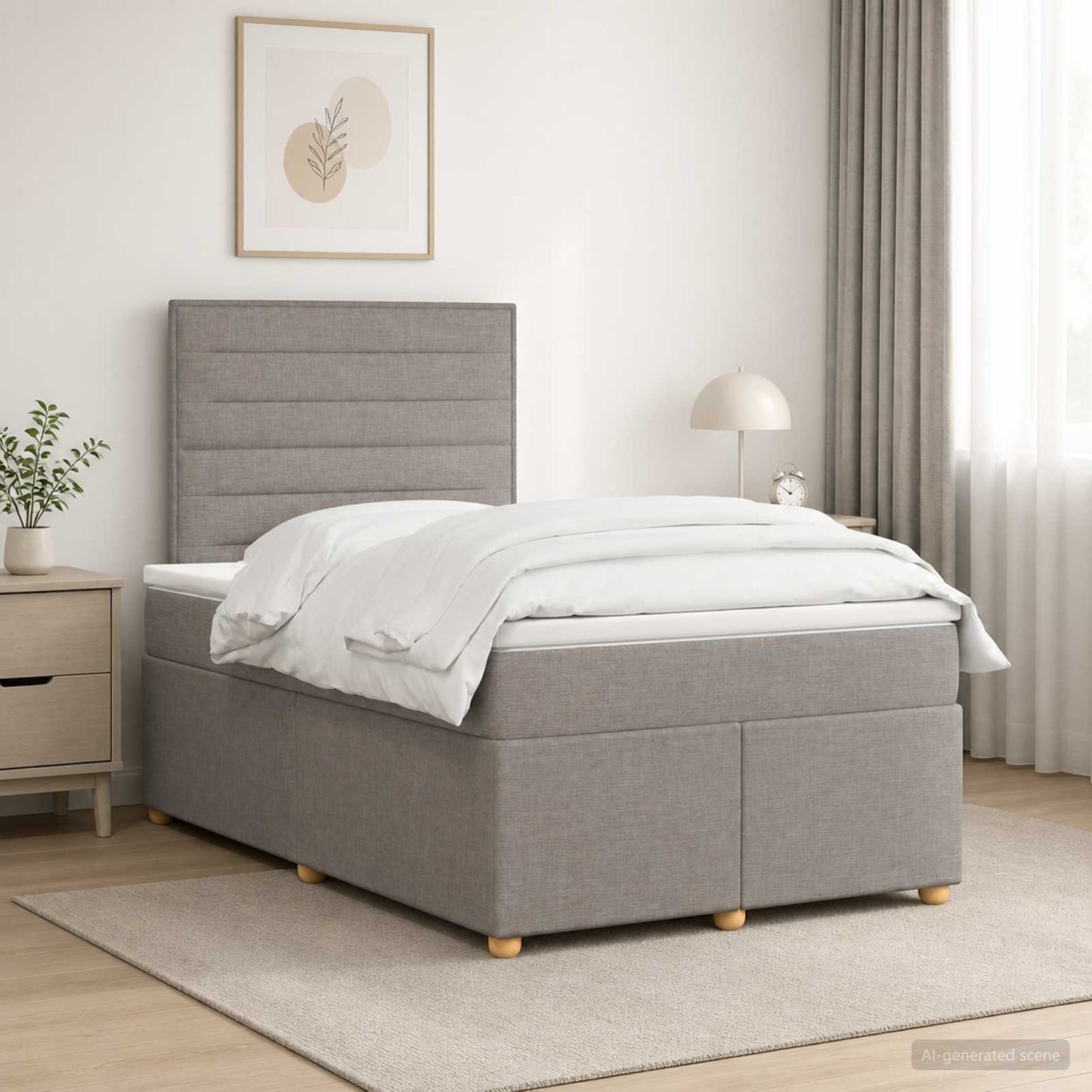 vidaXL Κρεβάτι box spring με στρώμα Taupe 120 x 190 cm Ύφασμα