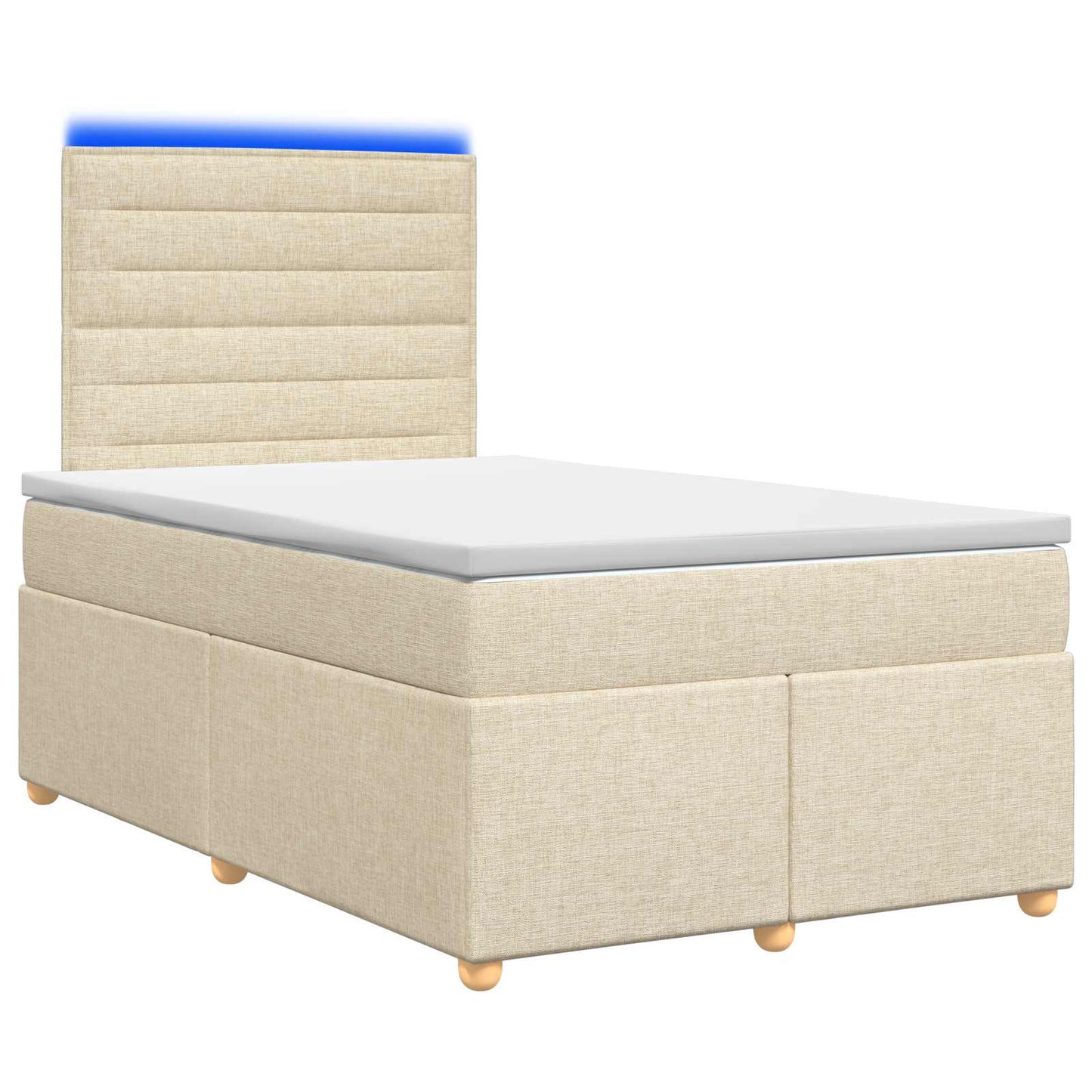 vidaXL Κρεβάτι box spring με στρώμα Κρεμ 120 x 190 cm Ύφασμα