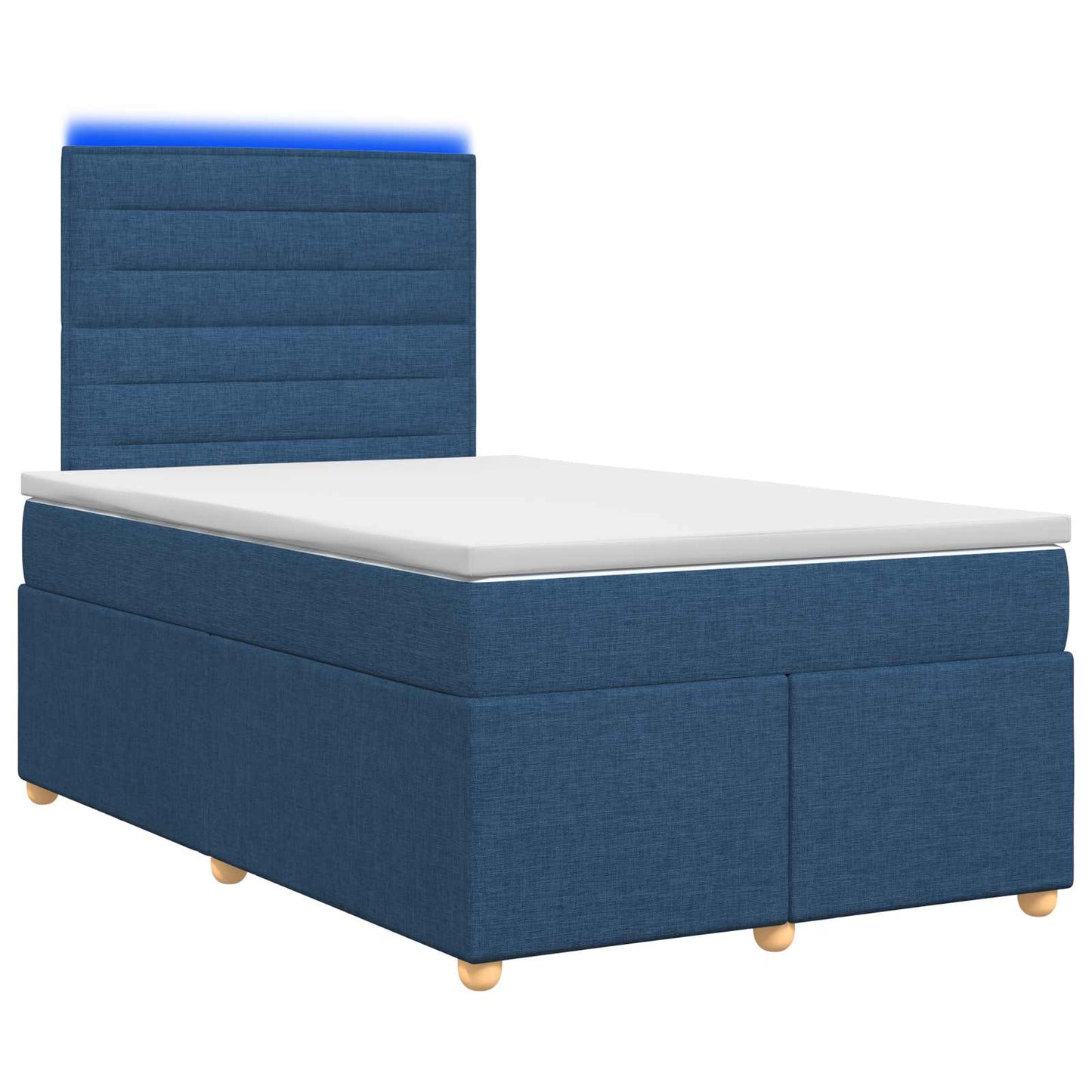vidaXL Κρεβάτι box spring με στρώμα Μπλε 120 x 190 cm Ύφασμα
