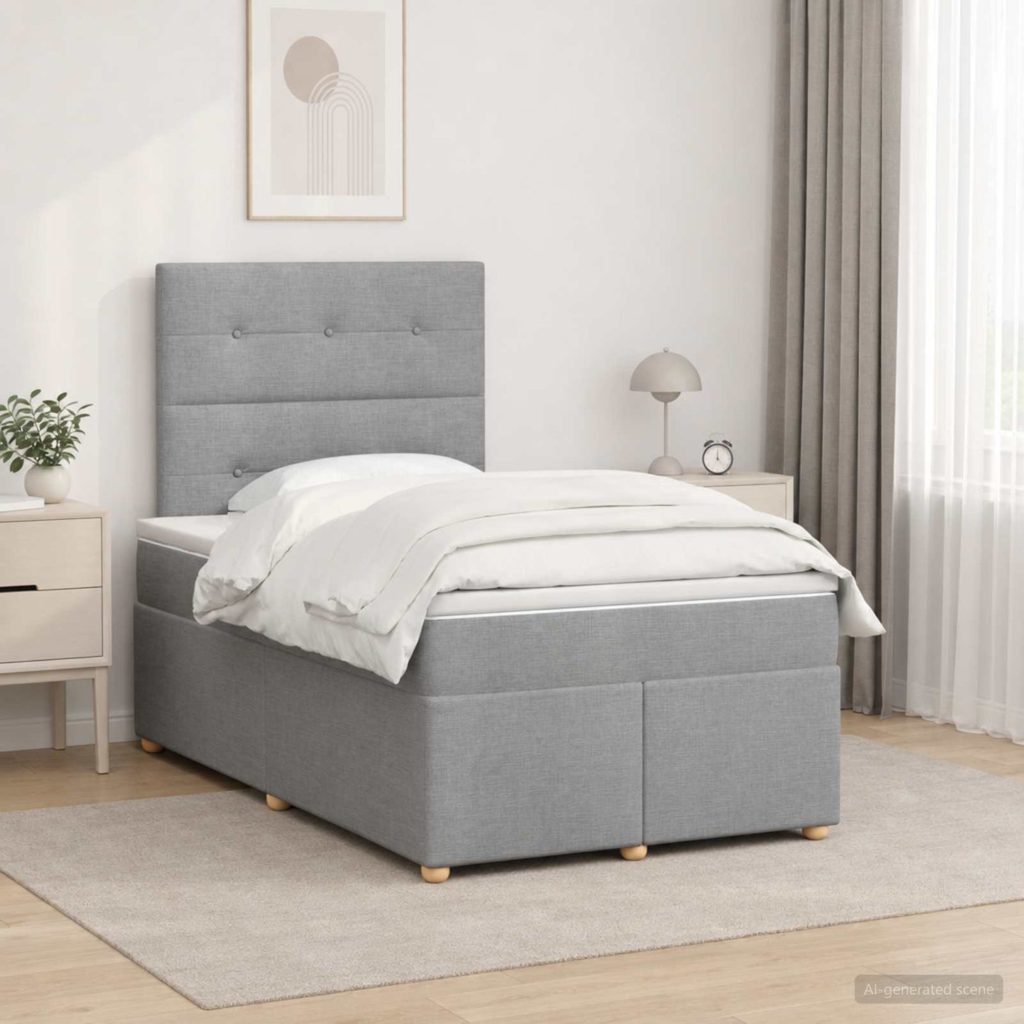 vidaXL Κρεβάτι box spring με στρώμα Ανοιχτό γκρι 120 x 190 cm Ύφασμα