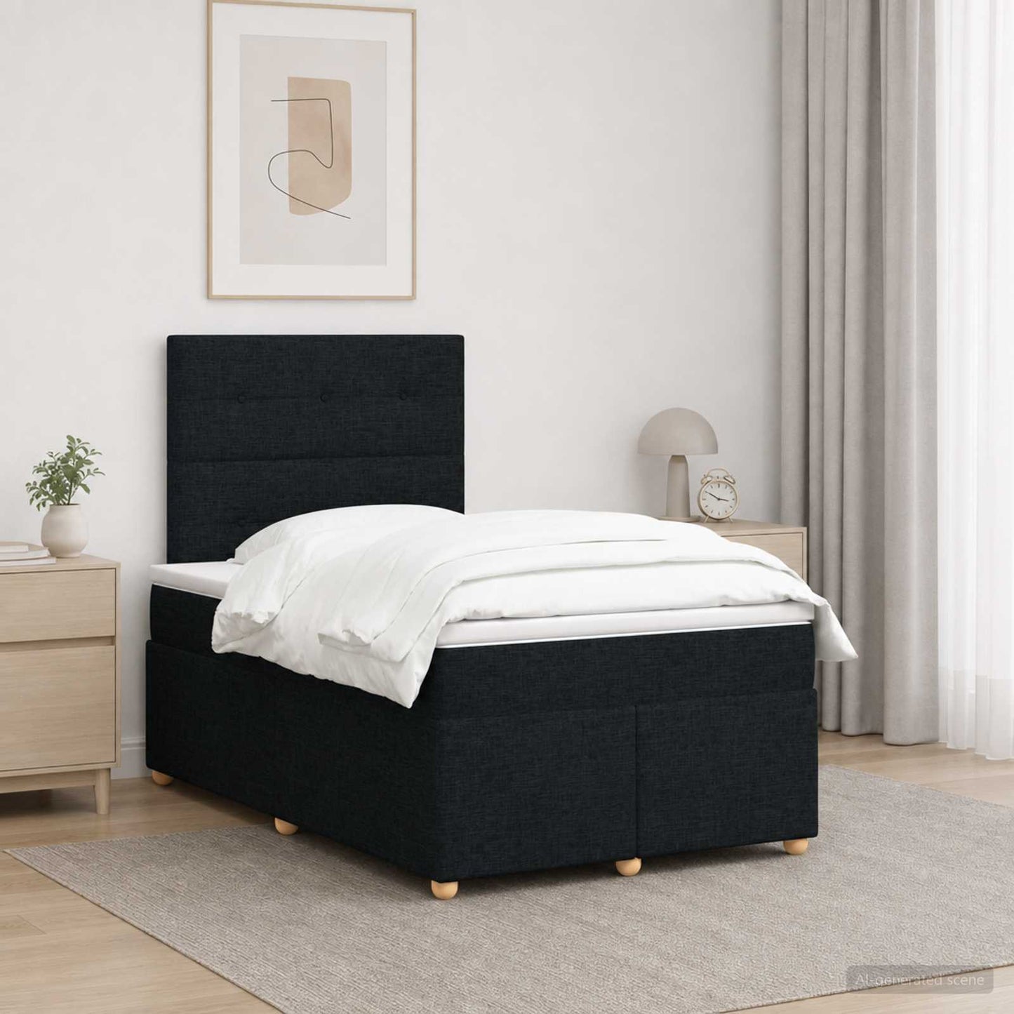 vidaXL Κρεβάτι box spring με στρώμα Μαύρο 120 x 200 cm Ύφασμα
