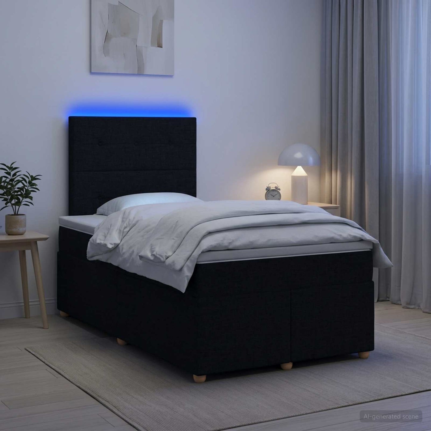 vidaXL Κρεβάτι box spring με στρώμα Μαύρο 120 x 200 cm Ύφασμα