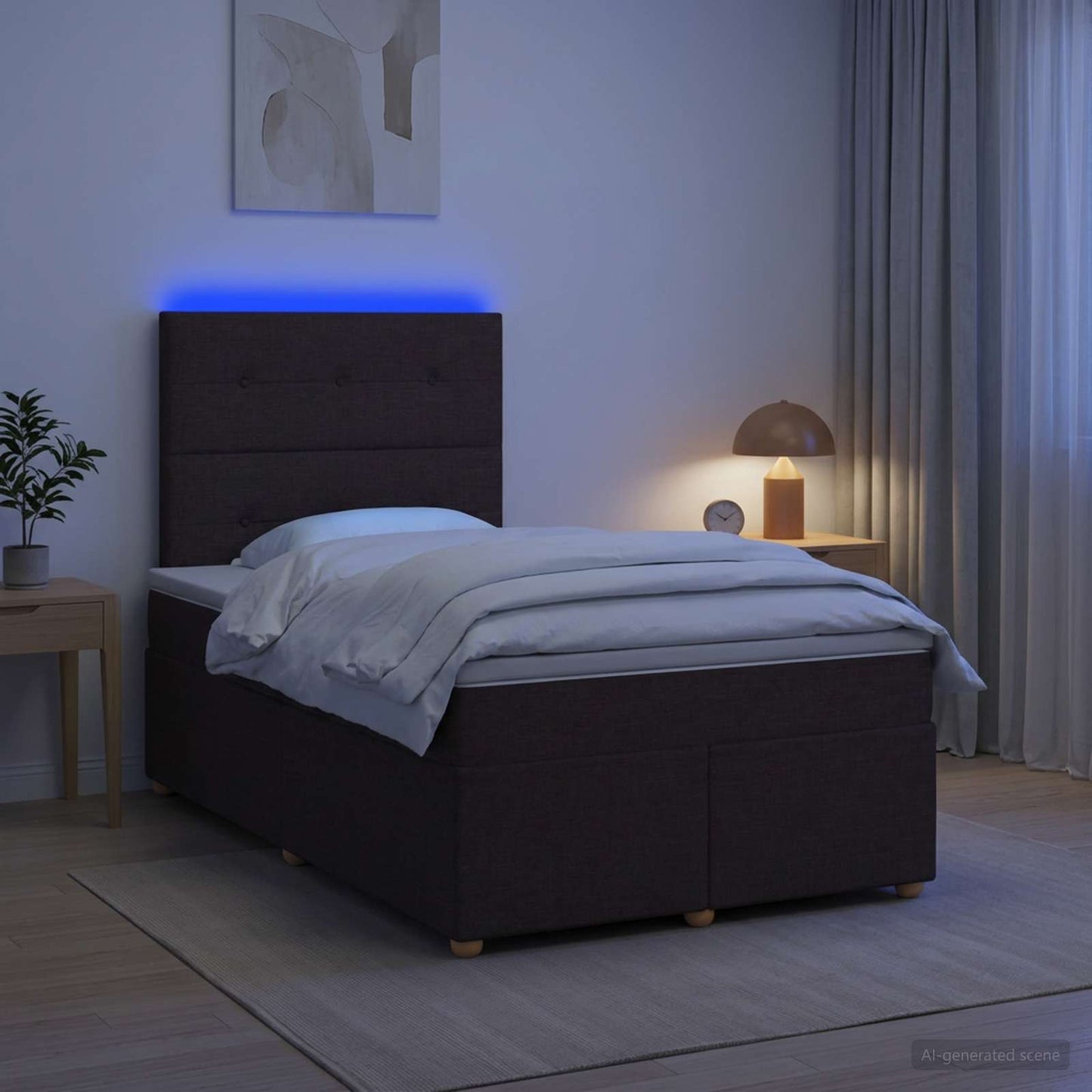 vidaXL Κρεβάτι box spring με στρώμα Σκούρο Καφέ 120 x 190 cm Ύφασμα