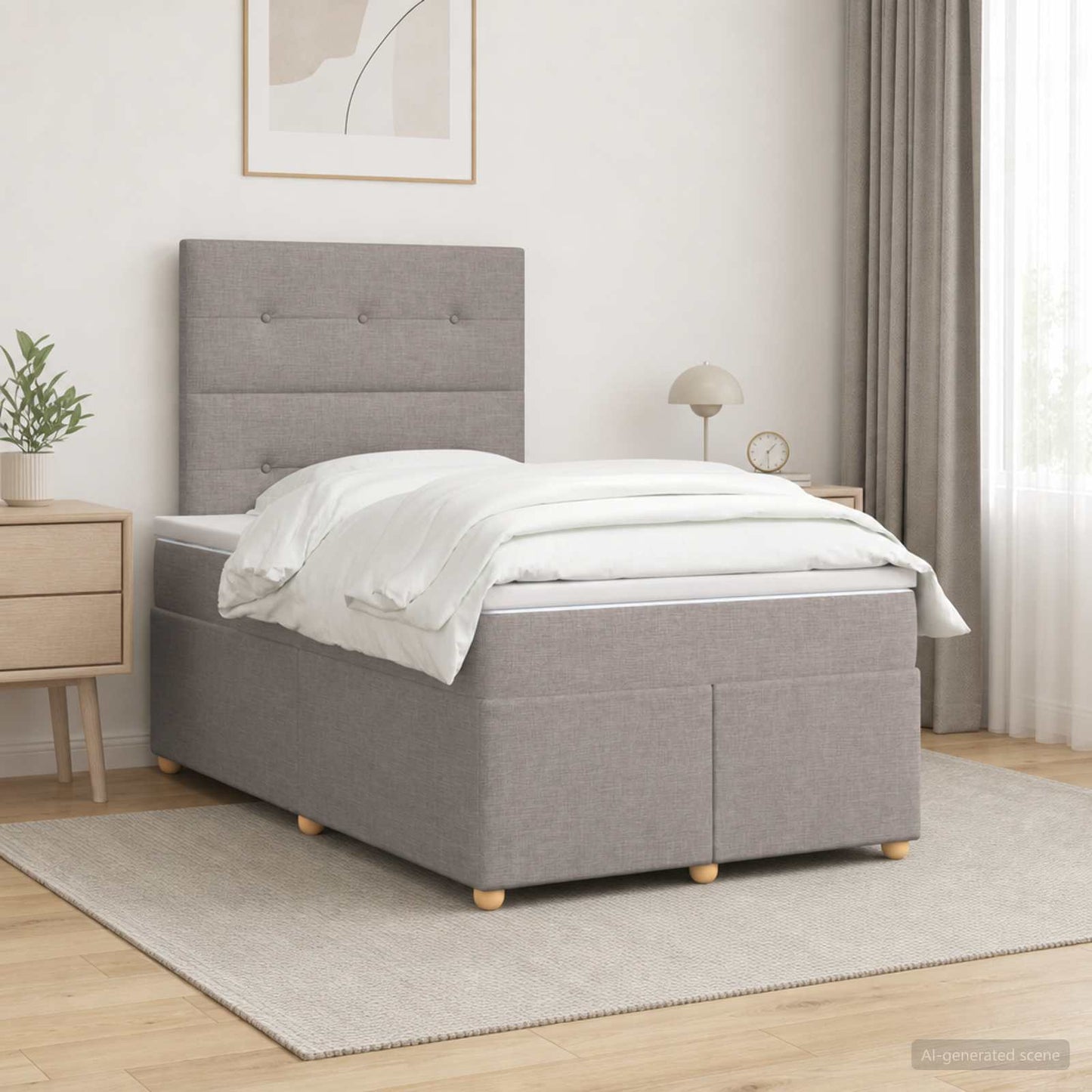 vidaXL Κρεβάτι box spring με στρώμα Taupe 120 x 200 cm Ύφασμα