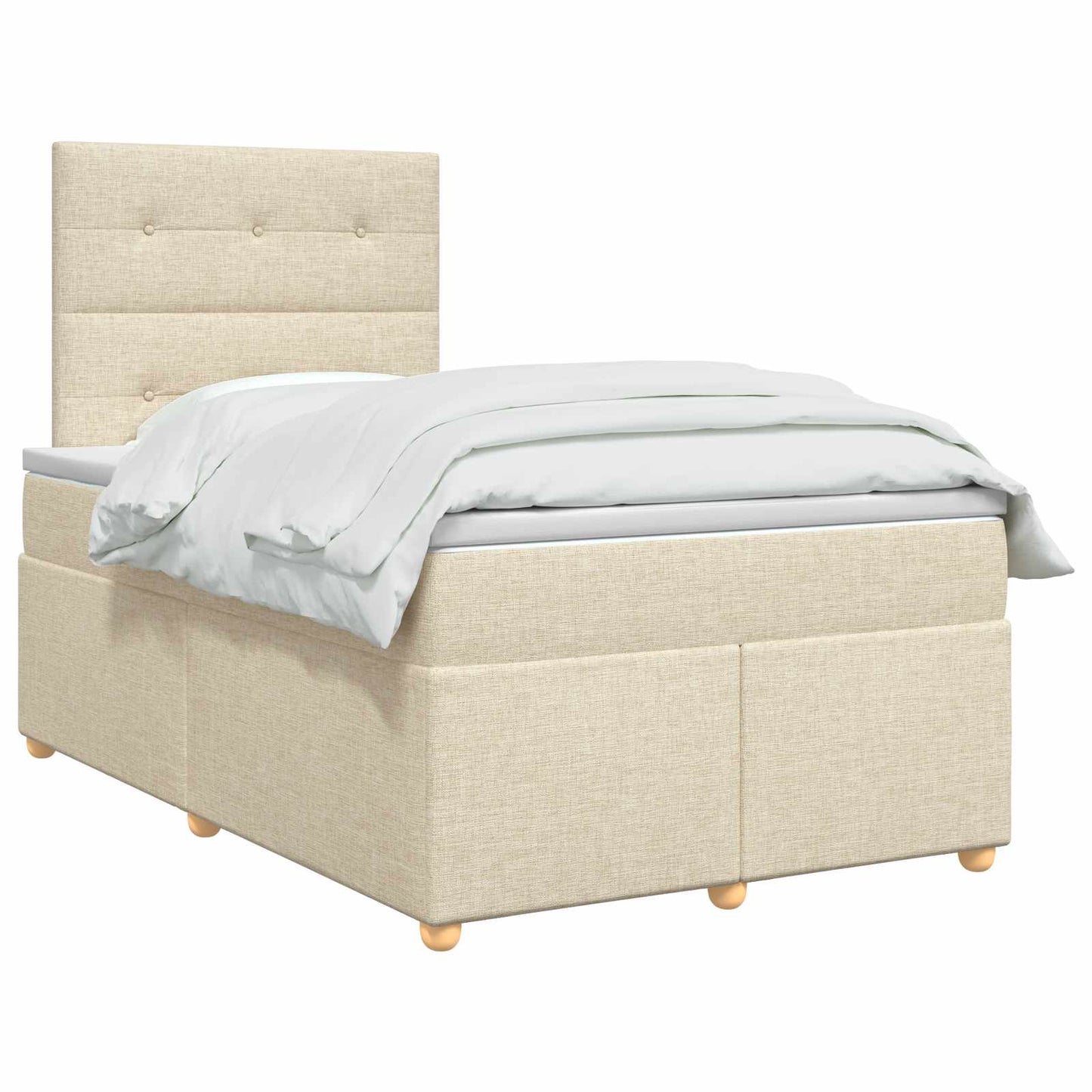 vidaXL Κρεβάτι box spring με στρώμα Κρεμ 120 x 190 cm Ύφασμα