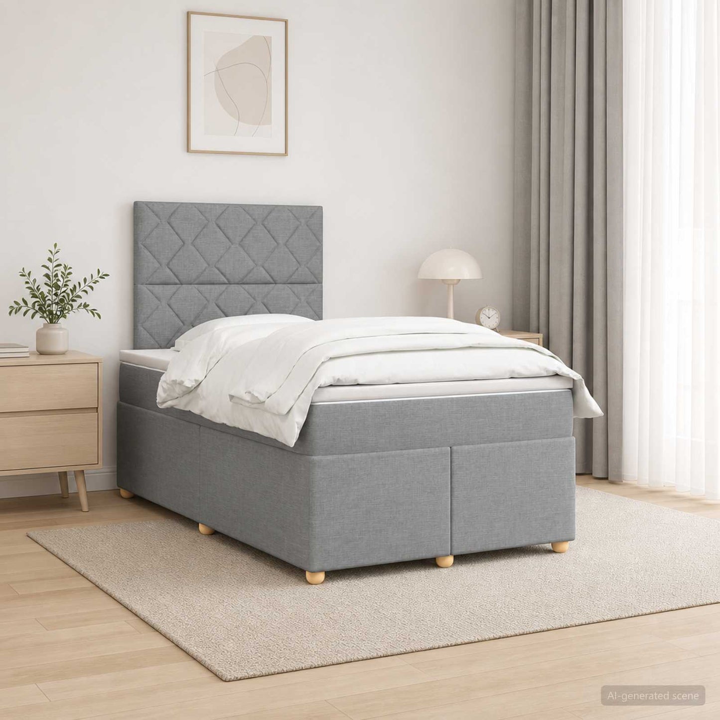 vidaXL Κρεβάτι box spring με στρώμα Ανοιχτό γκρι 120 x 190 cm Ύφασμα