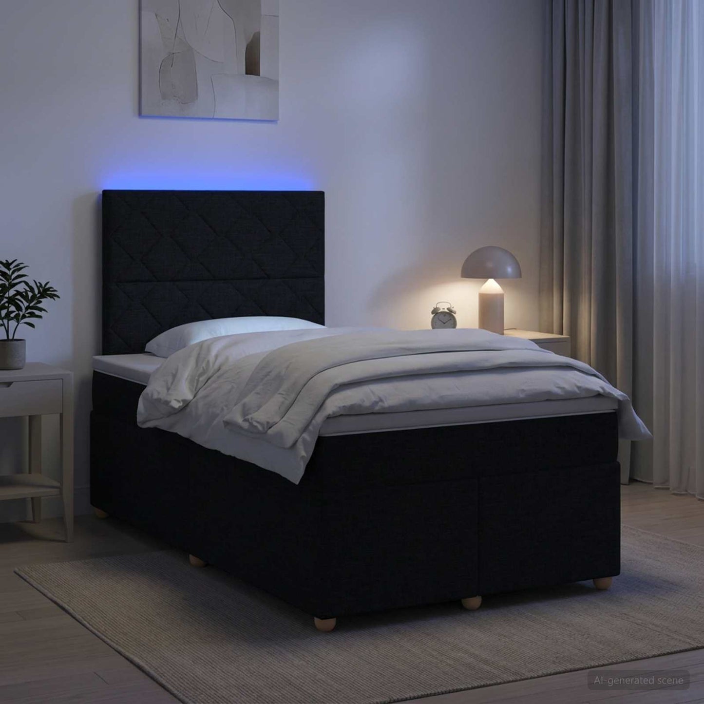 vidaXL Κρεβάτι box spring με στρώμα Μαύρο 120 x 190 cm Ύφασμα