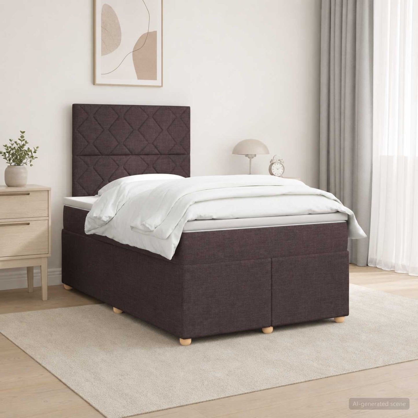 vidaXL Κρεβάτι box spring με στρώμα Σκούρο Καφέ 120 x 200 cm Ύφασμα