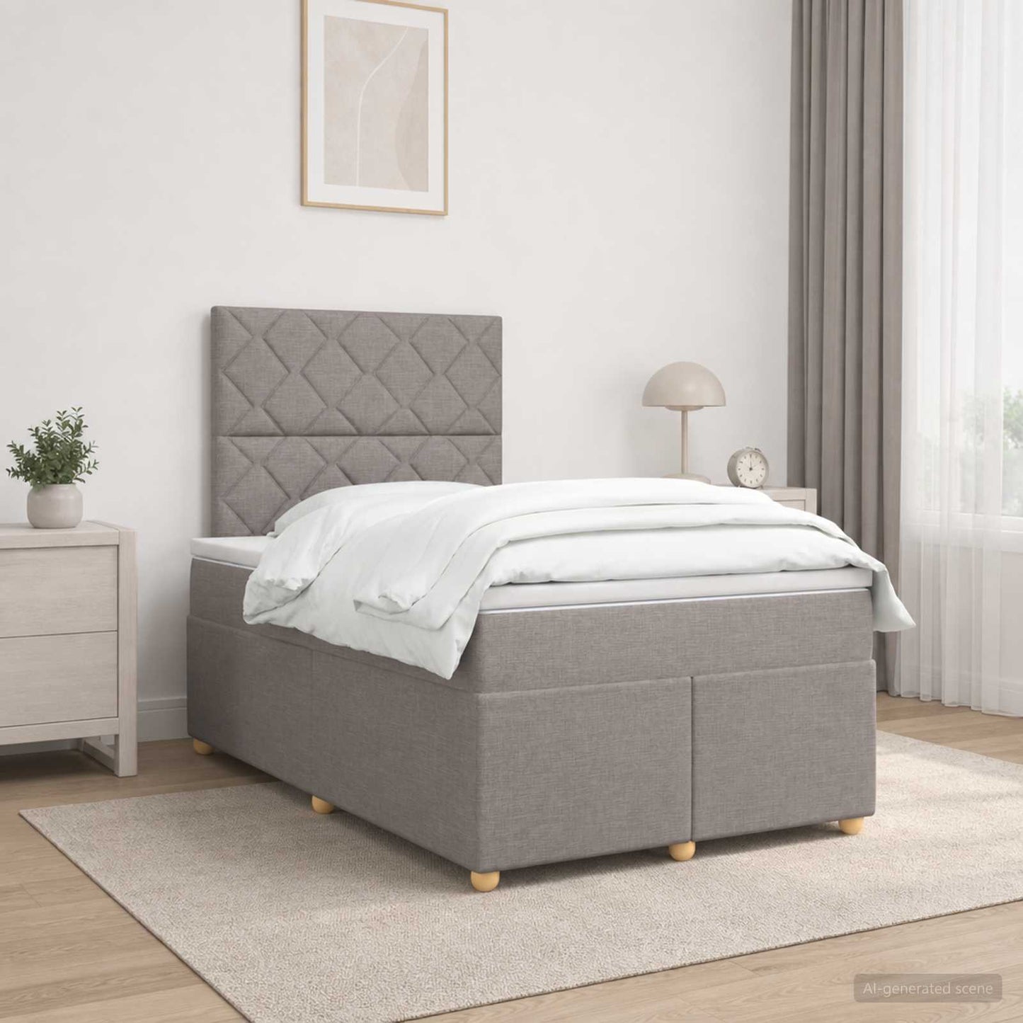 vidaXL Κρεβάτι box spring με στρώμα Taupe 120 x 200 cm Ύφασμα