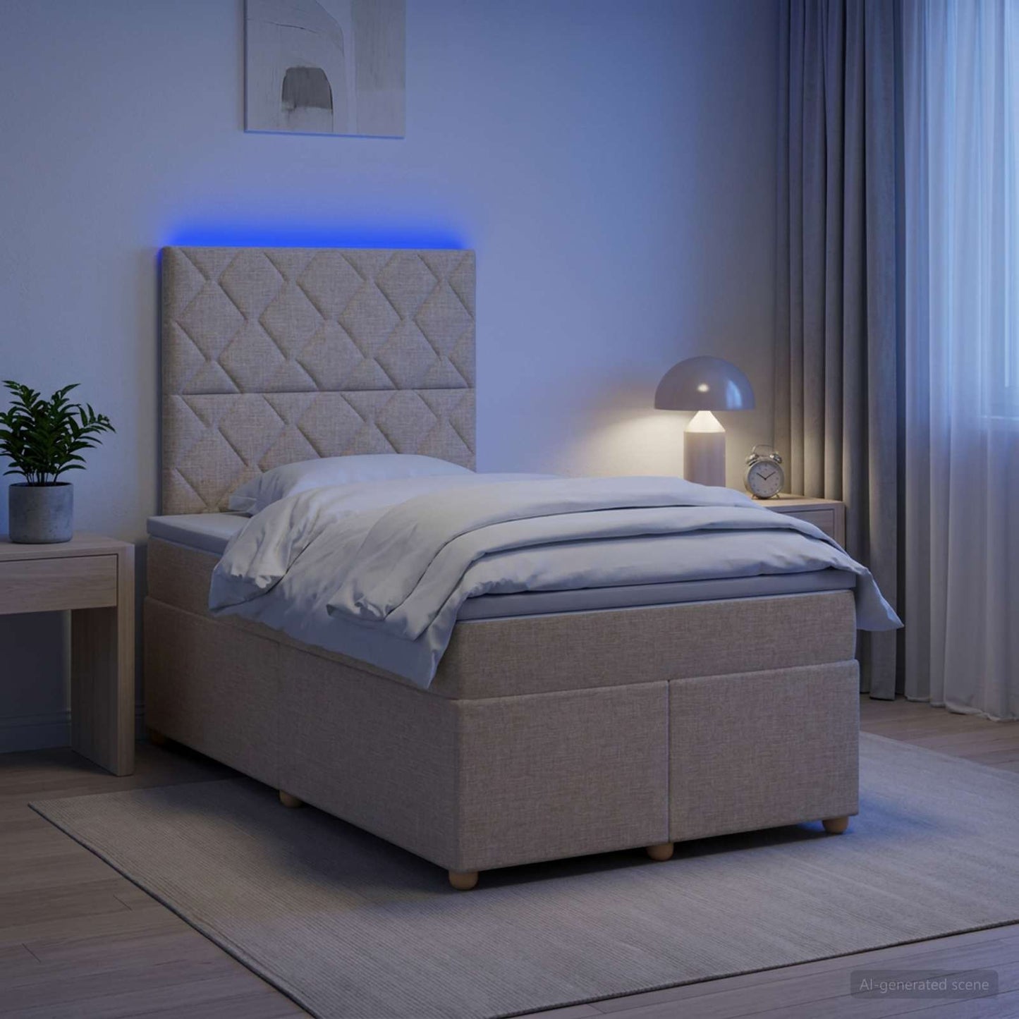 vidaXL Κρεβάτι box spring με στρώμα Κρεμ 120 x 190 cm Ύφασμα