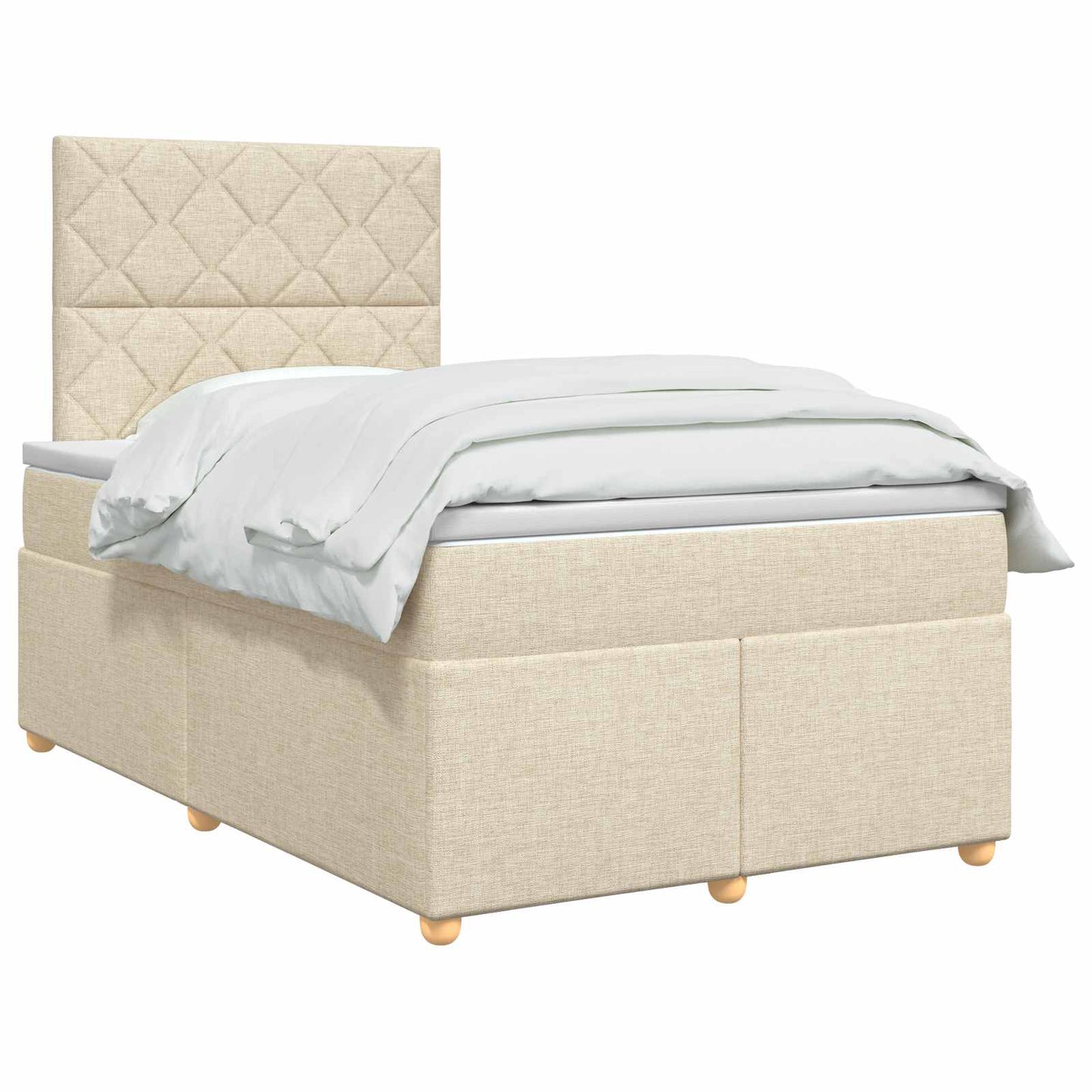 vidaXL Κρεβάτι box spring με στρώμα Κρεμ 120 x 200 cm Ύφασμα