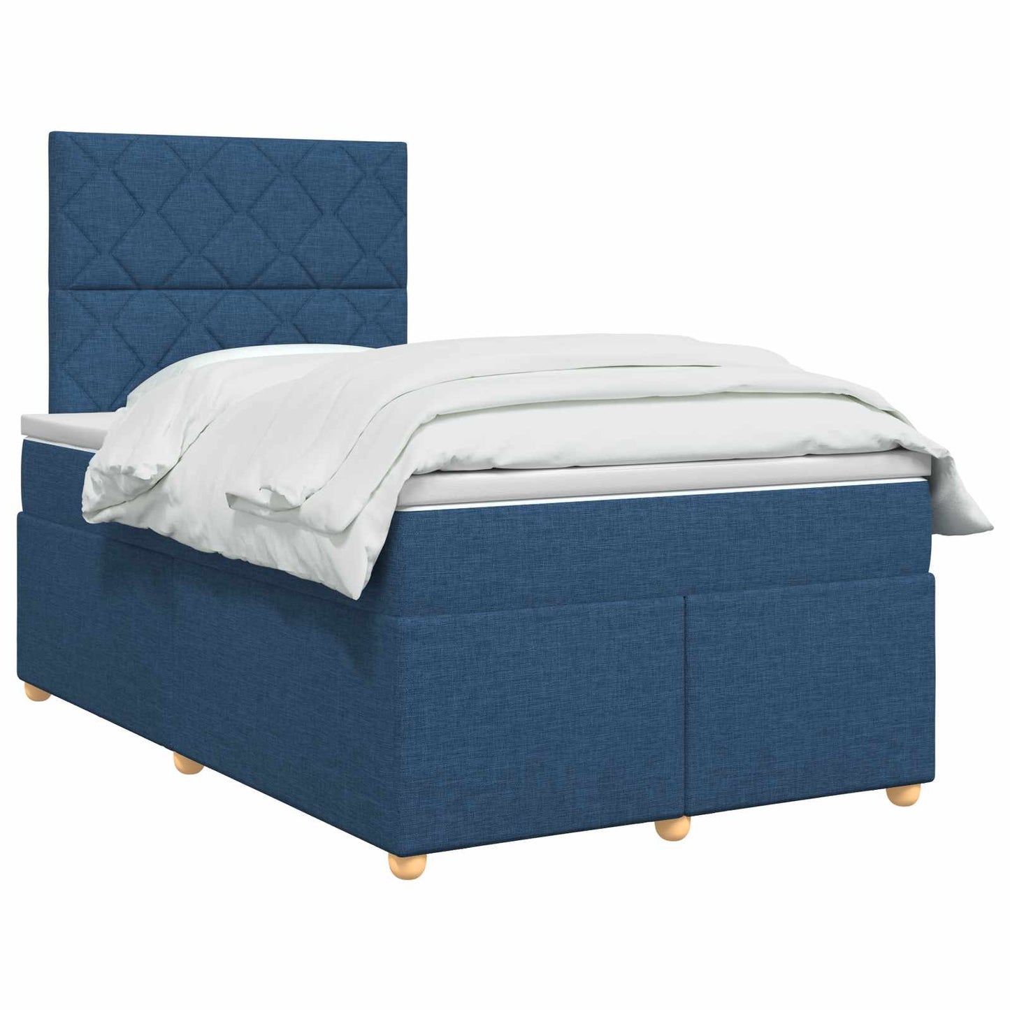 vidaXL Κρεβάτι box spring με στρώμα Μπλε 120 x 200 cm Ύφασμα