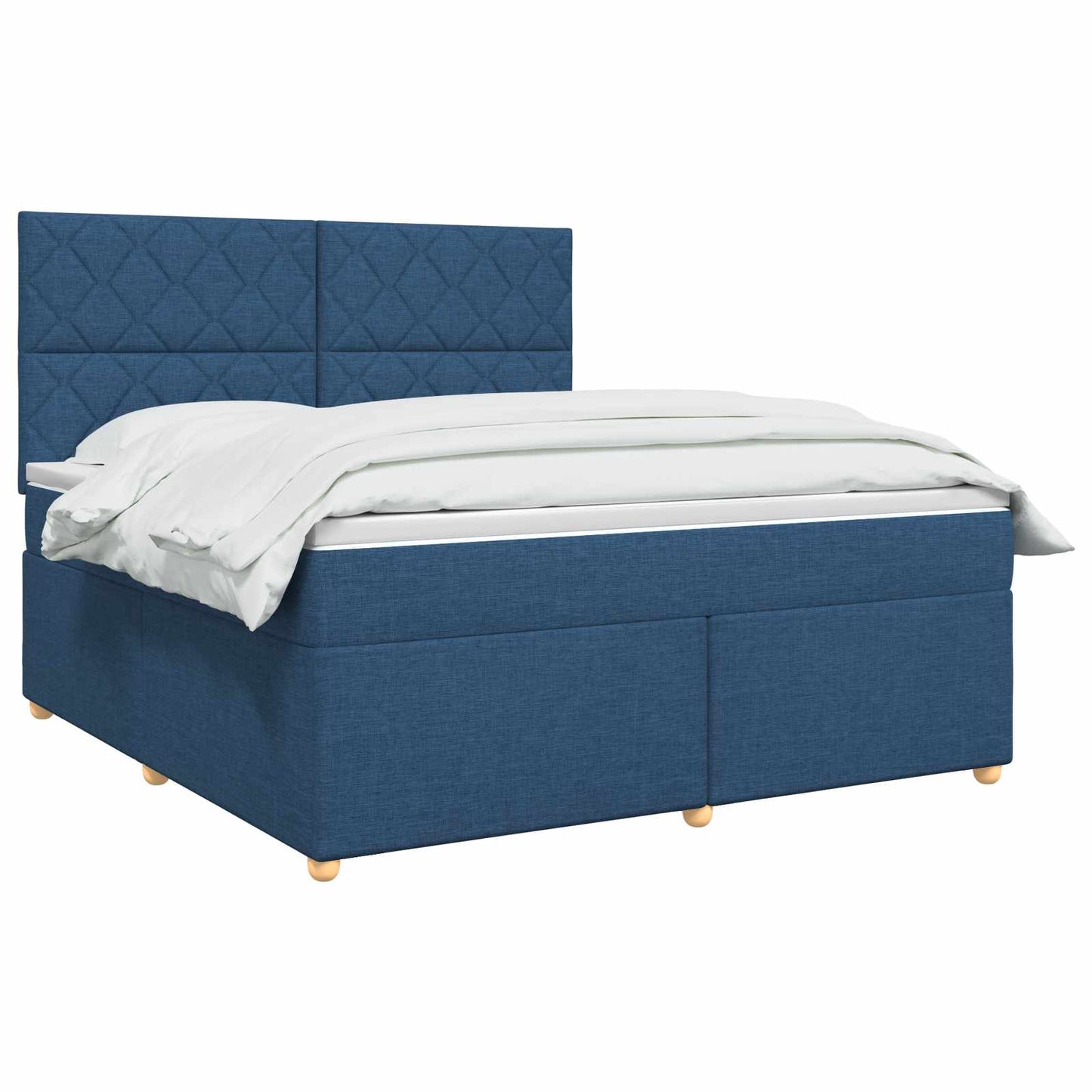 vidaXL Κρεβάτι box spring με στρώμα Μπλε 140 x 200 cm Ύφασμα